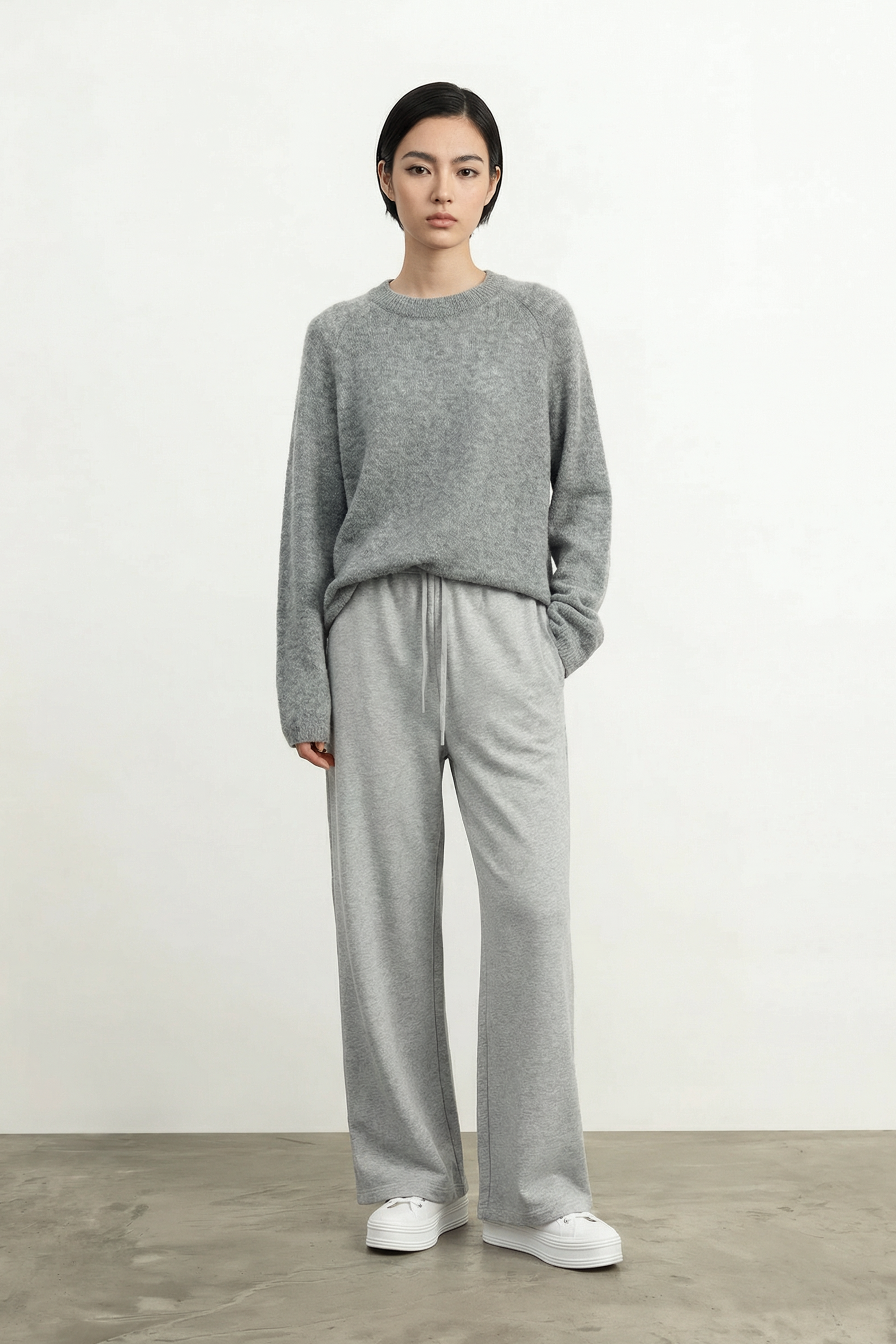 FLY cotton wide leg pants (Grey)