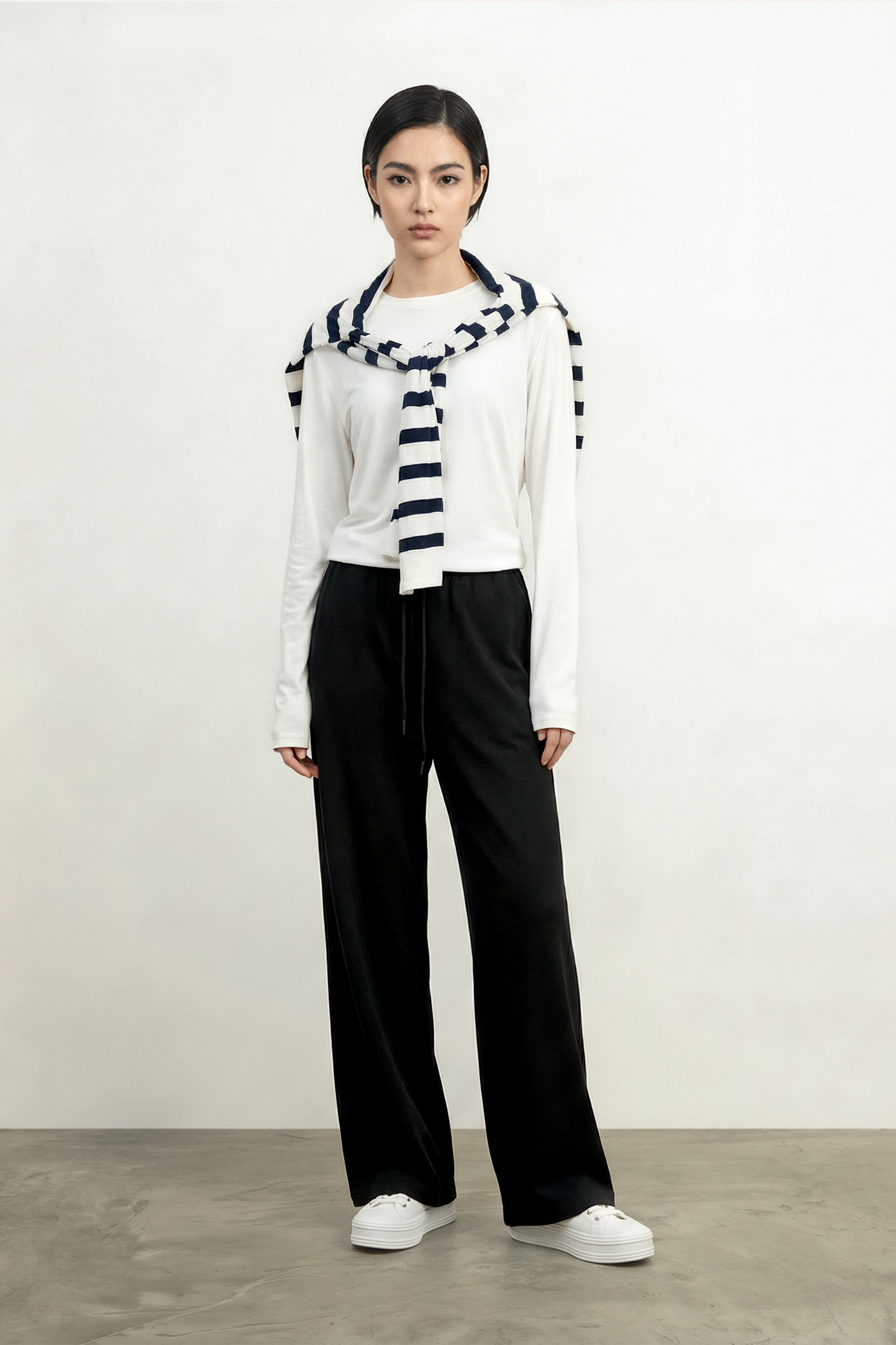 FLY 棉質寬褲（黑色）