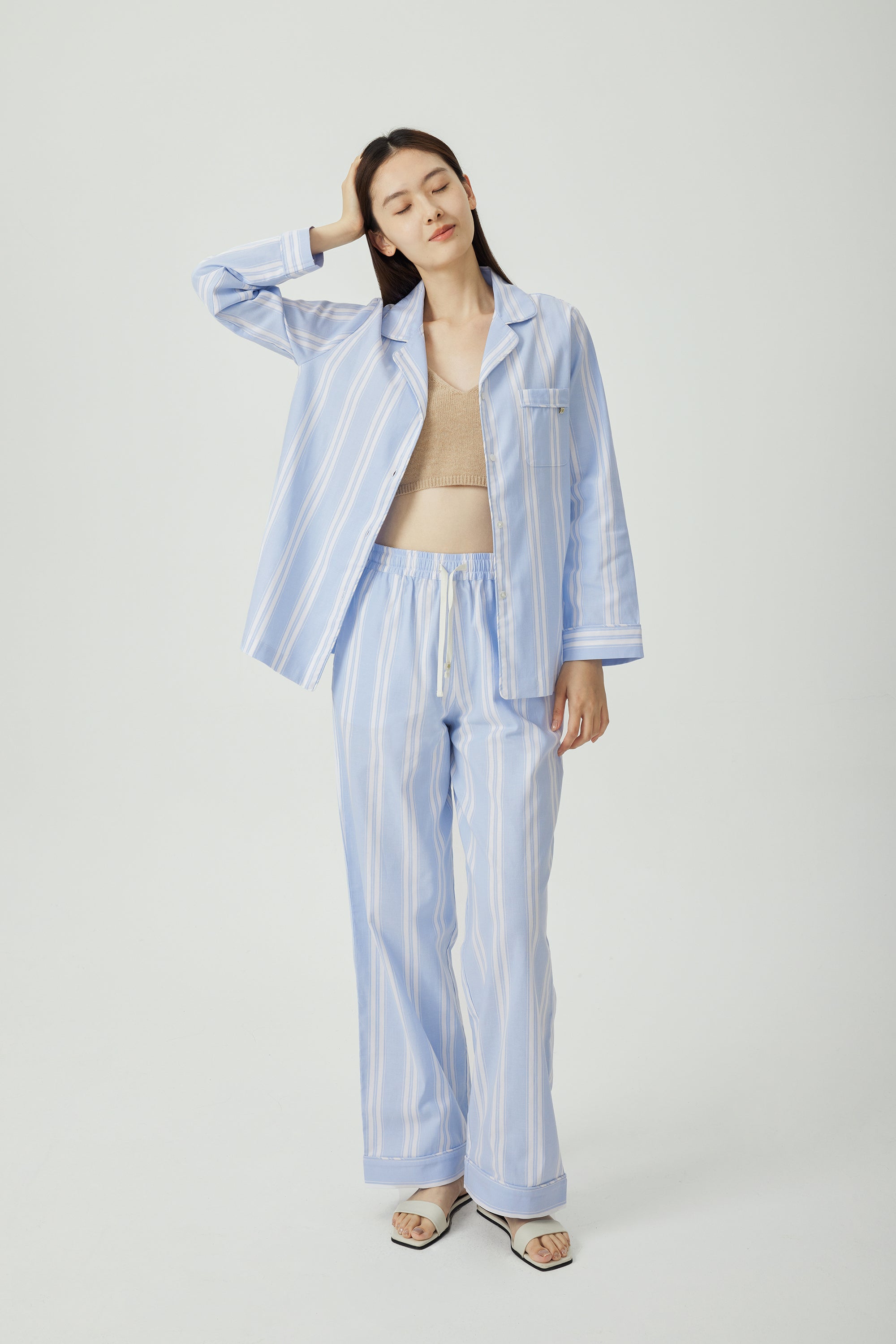 JOVIA organic cotton pajamas (Sky stripe)