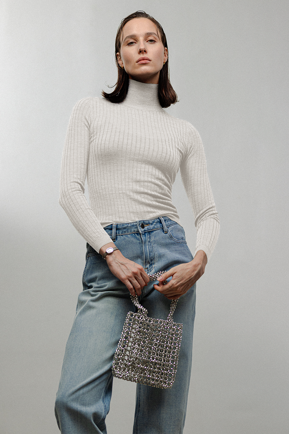 DILLY silk-blended wool sweater (White)