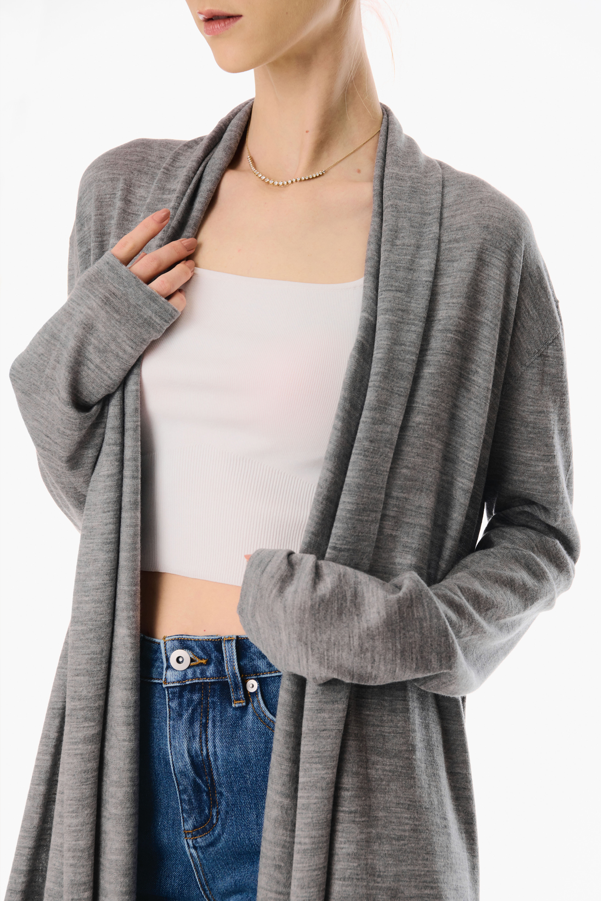 DRAPED wool cardigan (Grey)