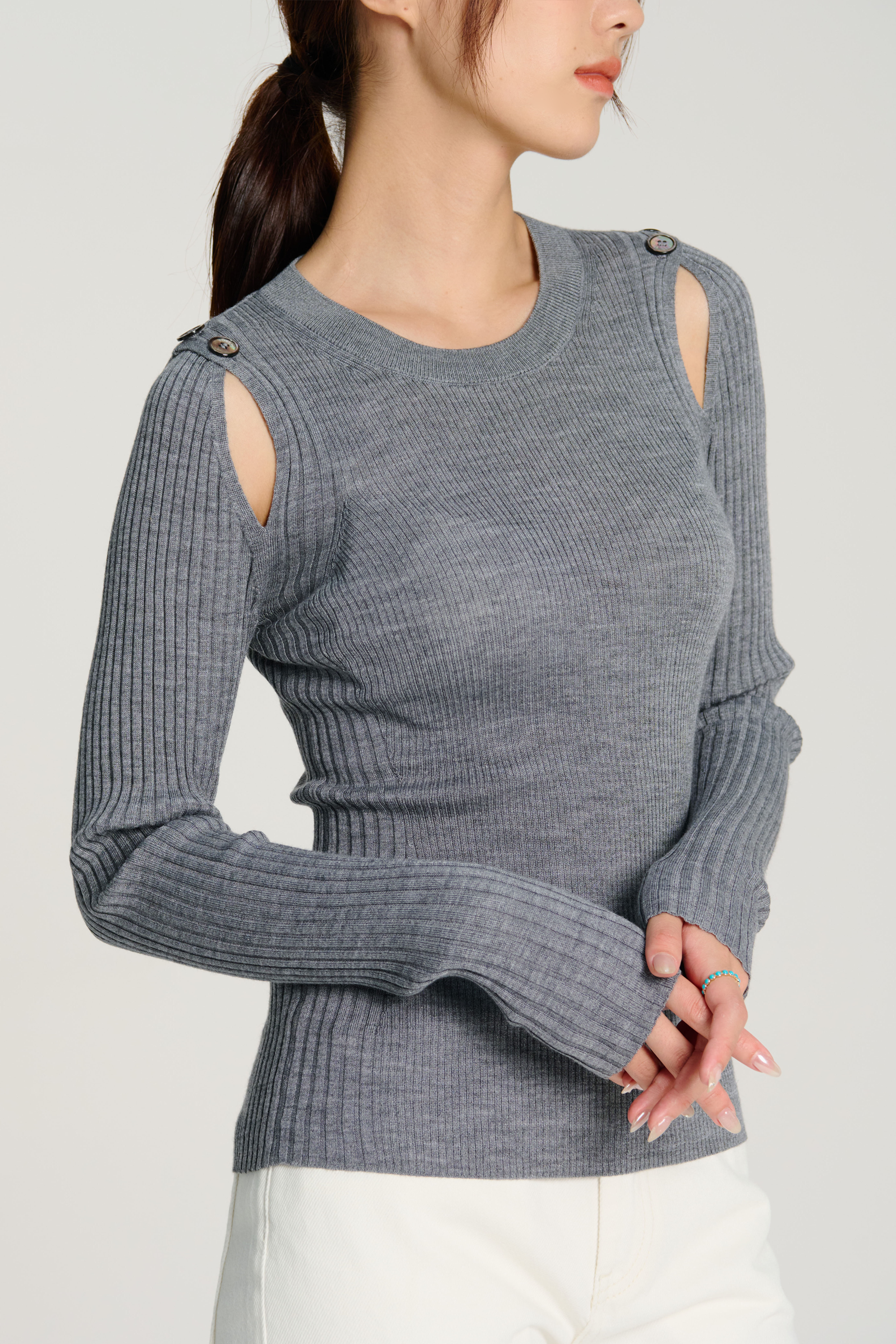 ZAZA cut-out wool sweater (Grey)