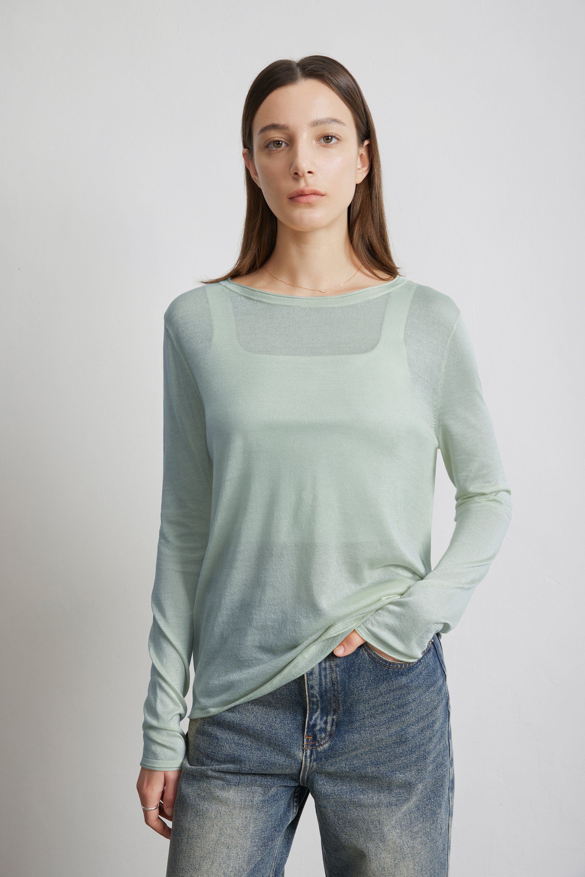 SHINE TENCEL 混紡上衣（豆沙綠）