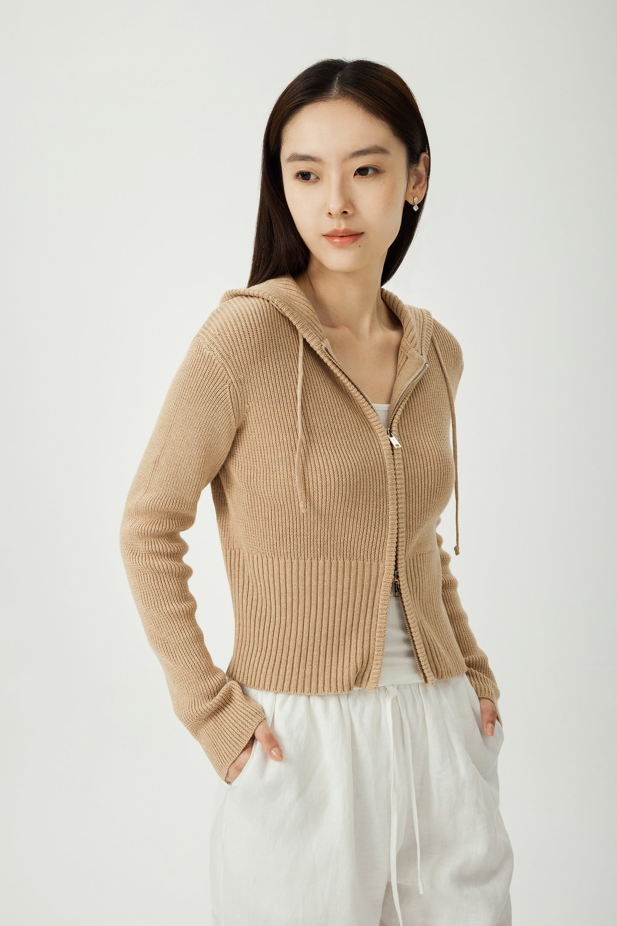 VERENA cotton zip-up jacket (Milktea)