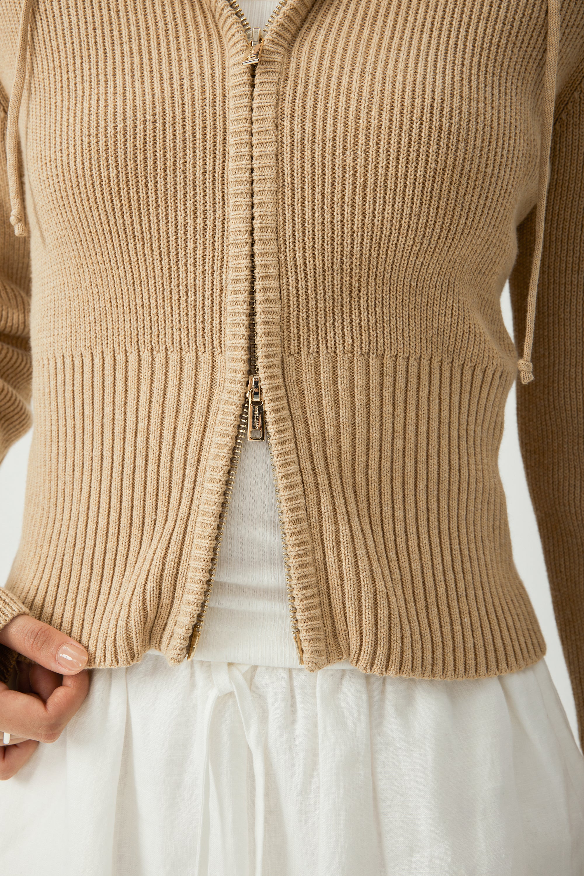 VERENA cotton zip-up jacket (Milktea)