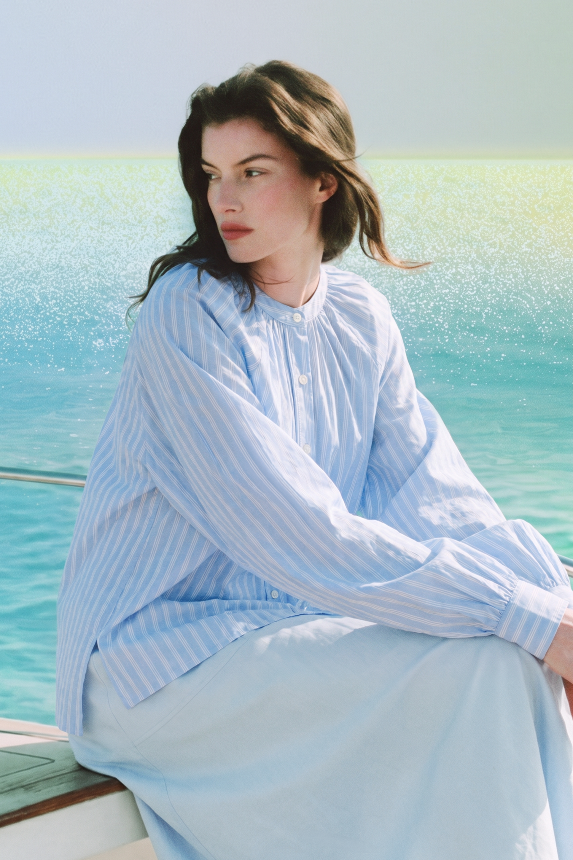 AQUA crew neck striped shirt (Stripe)