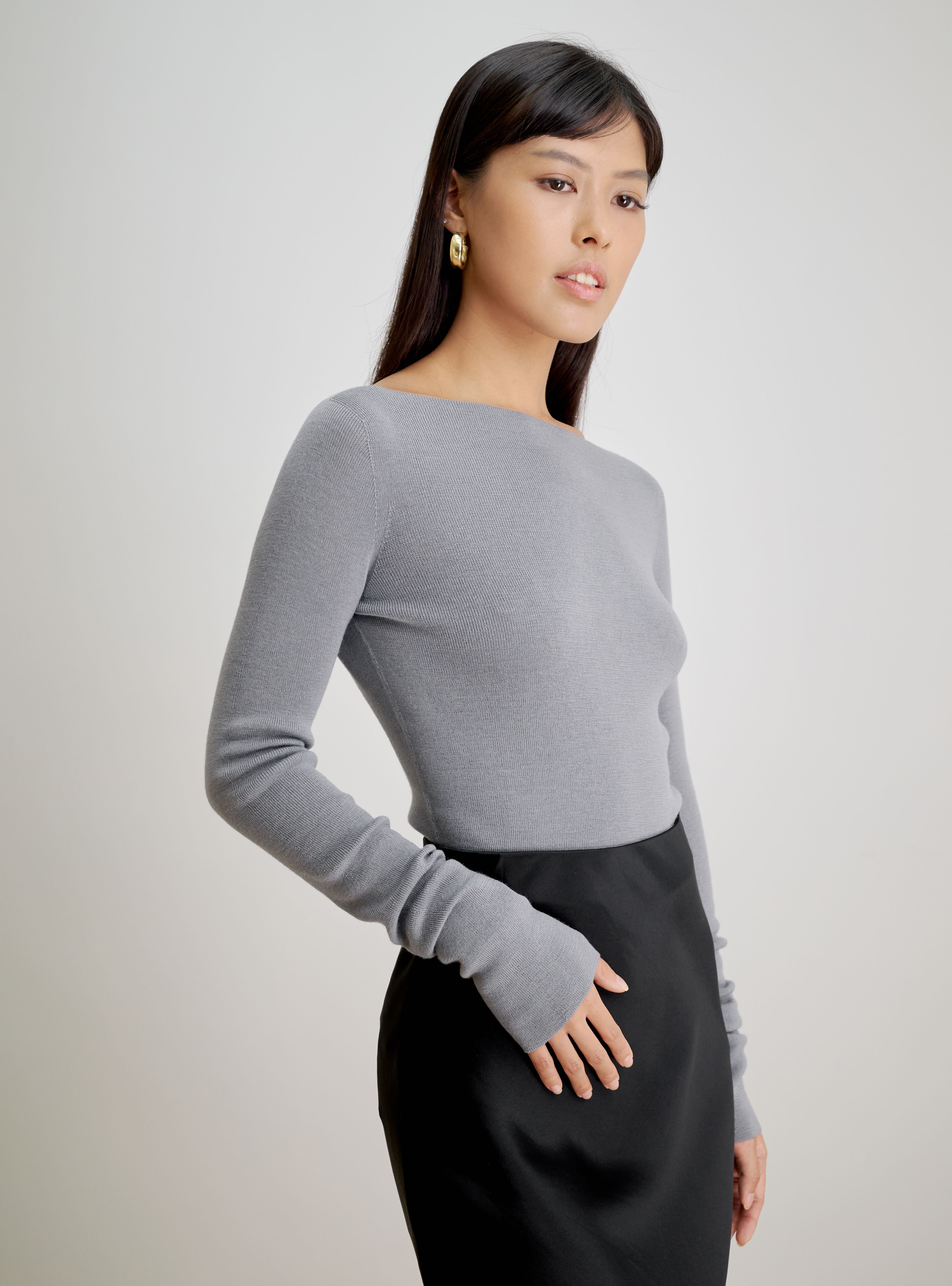 LYNN seamless boatneck sweater (Grey)