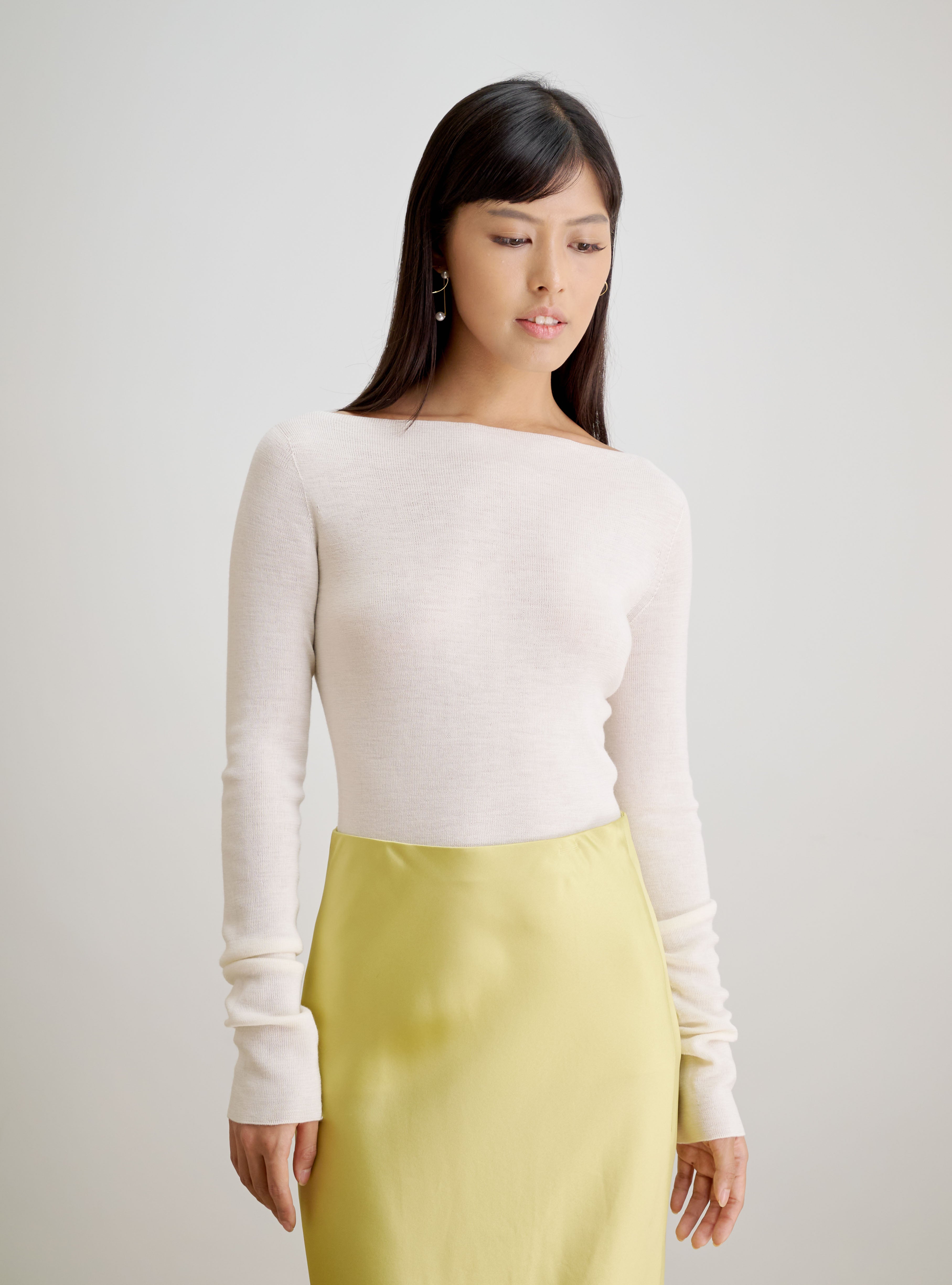 LYNN seamless boatneck sweater (Milk)