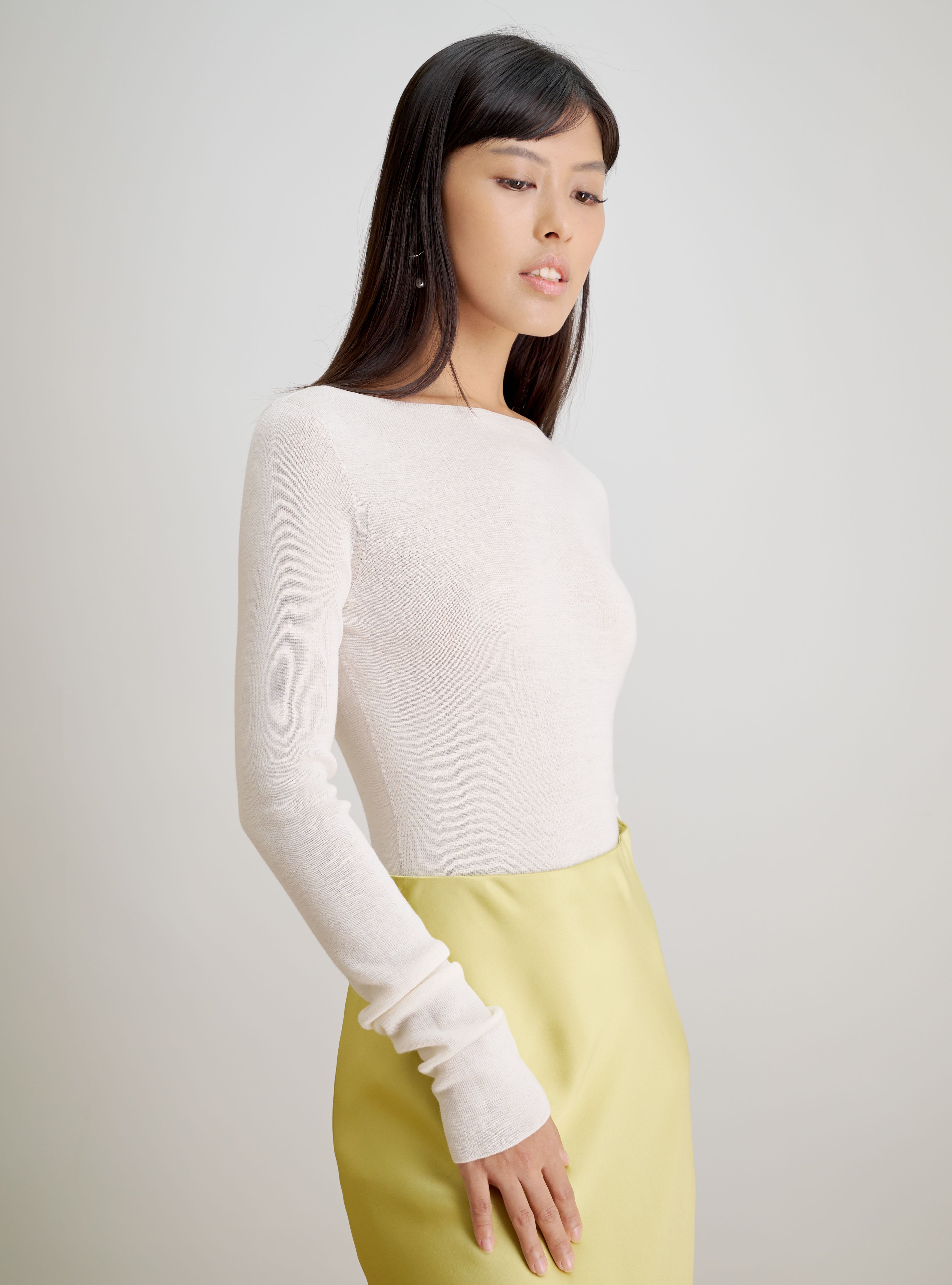 LYNN seamless boatneck sweater (Milk)