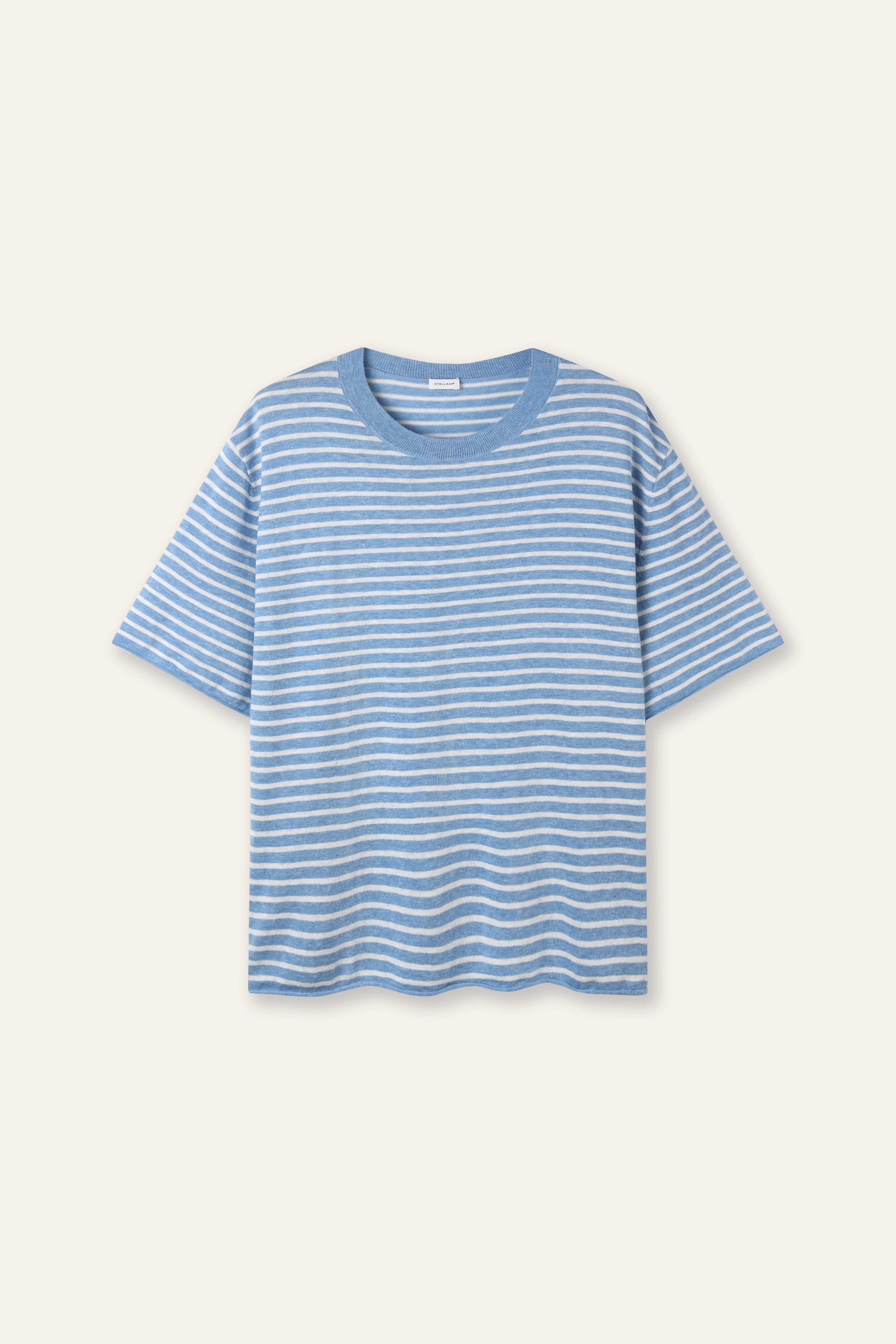 BET棉麻寬鬆上衣（藍色條紋）