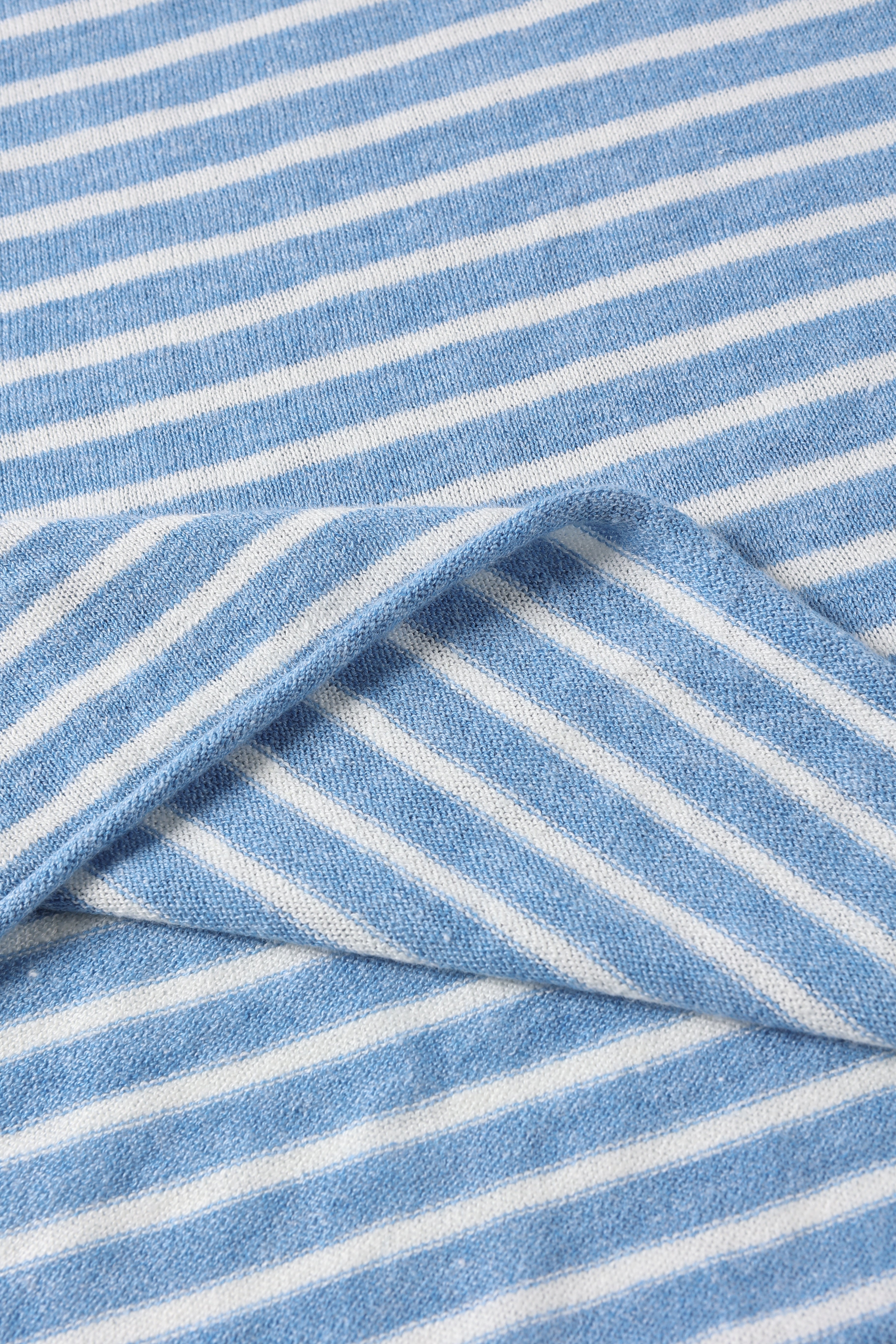 BET棉麻寬鬆上衣（藍色條紋）