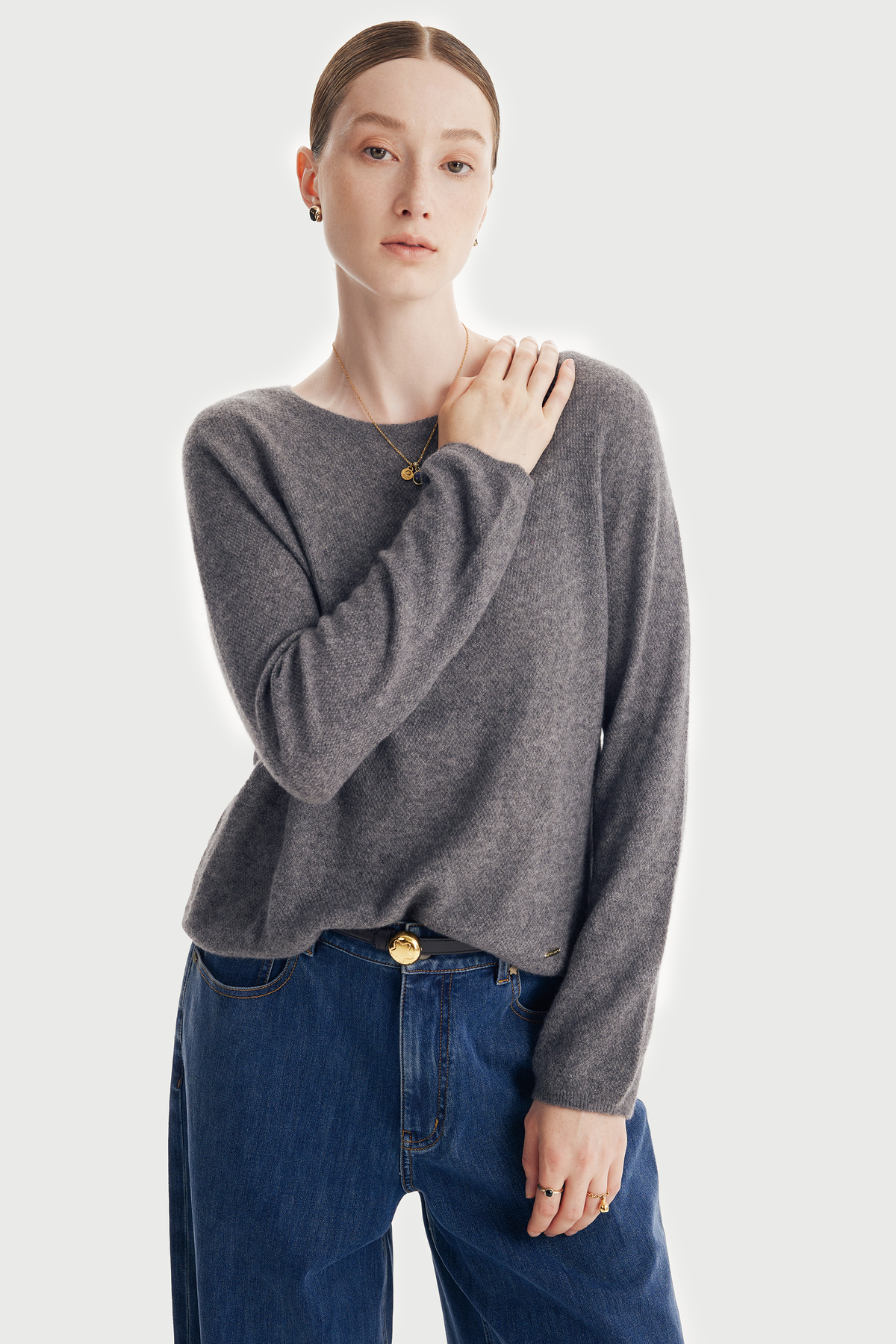 CARRIA silk-cashmere seamless pullover (Grey)