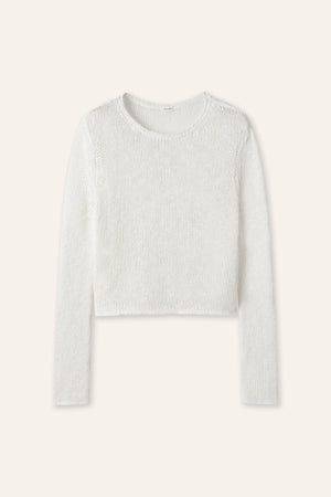 DEMI cotton-linen crochet top (White)