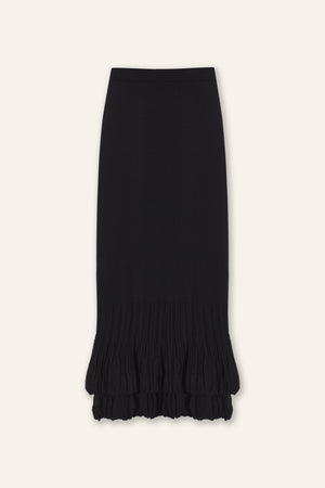 DOUBLE-LAYER midi skirt (Black)
