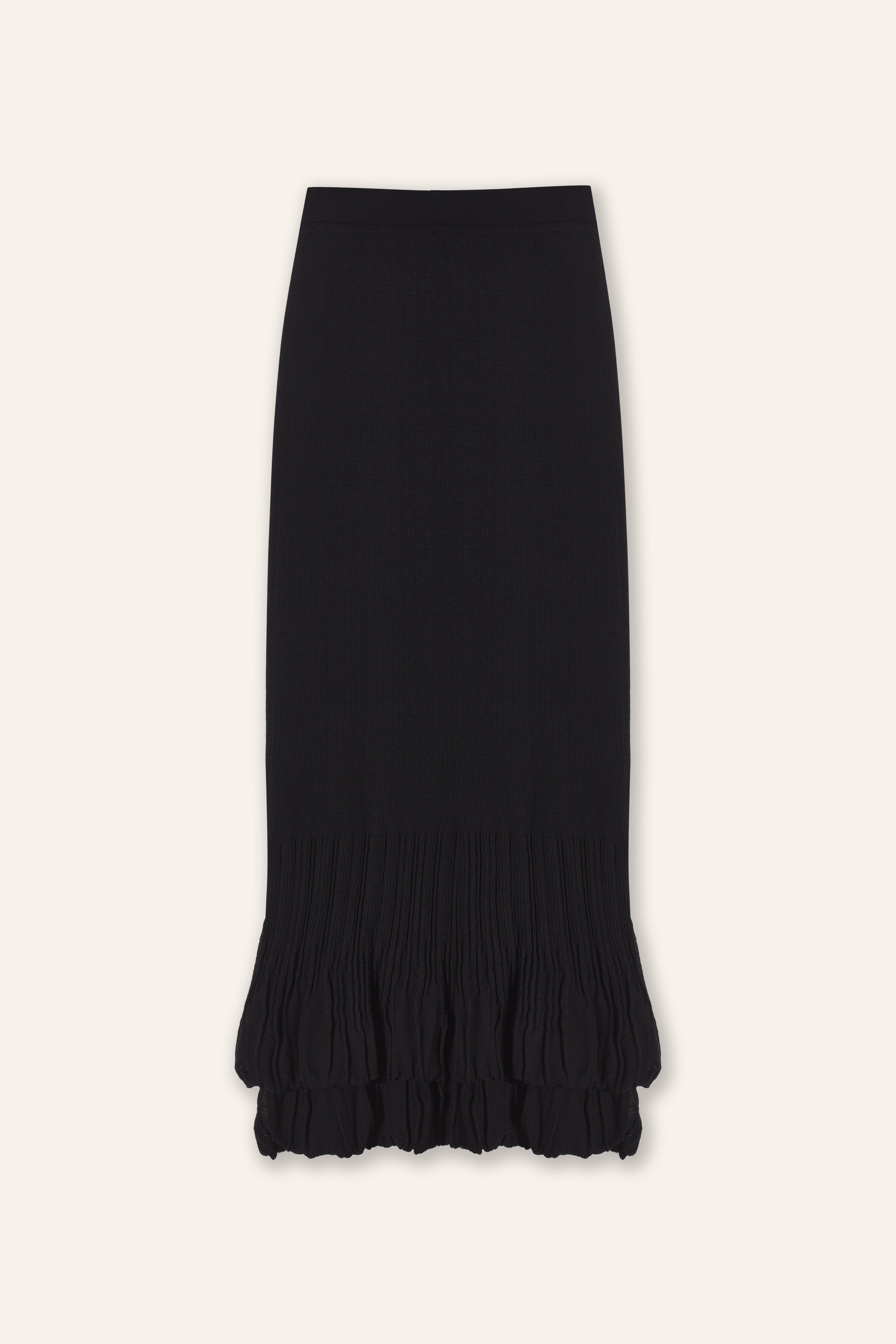 DOUBLE-LAYER midi skirt (Black)