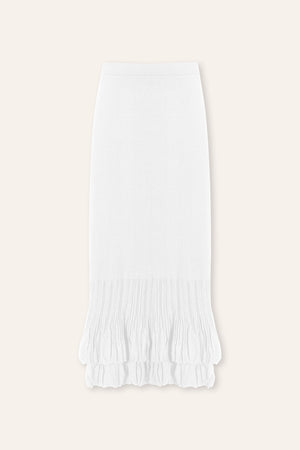 DOUBLE-LAYER midi skirt (White)