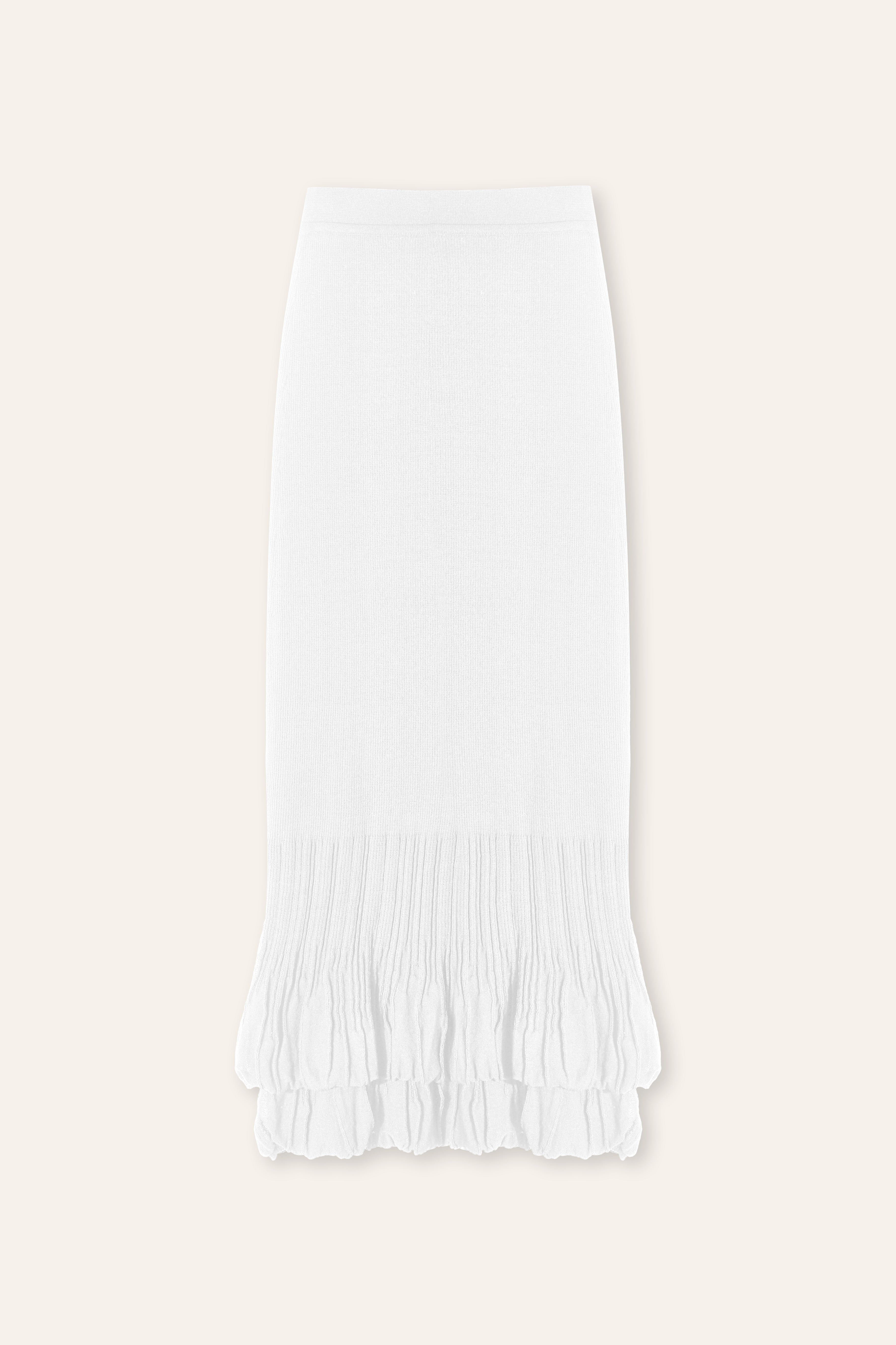 DOUBLE-LAYER midi skirt (White)