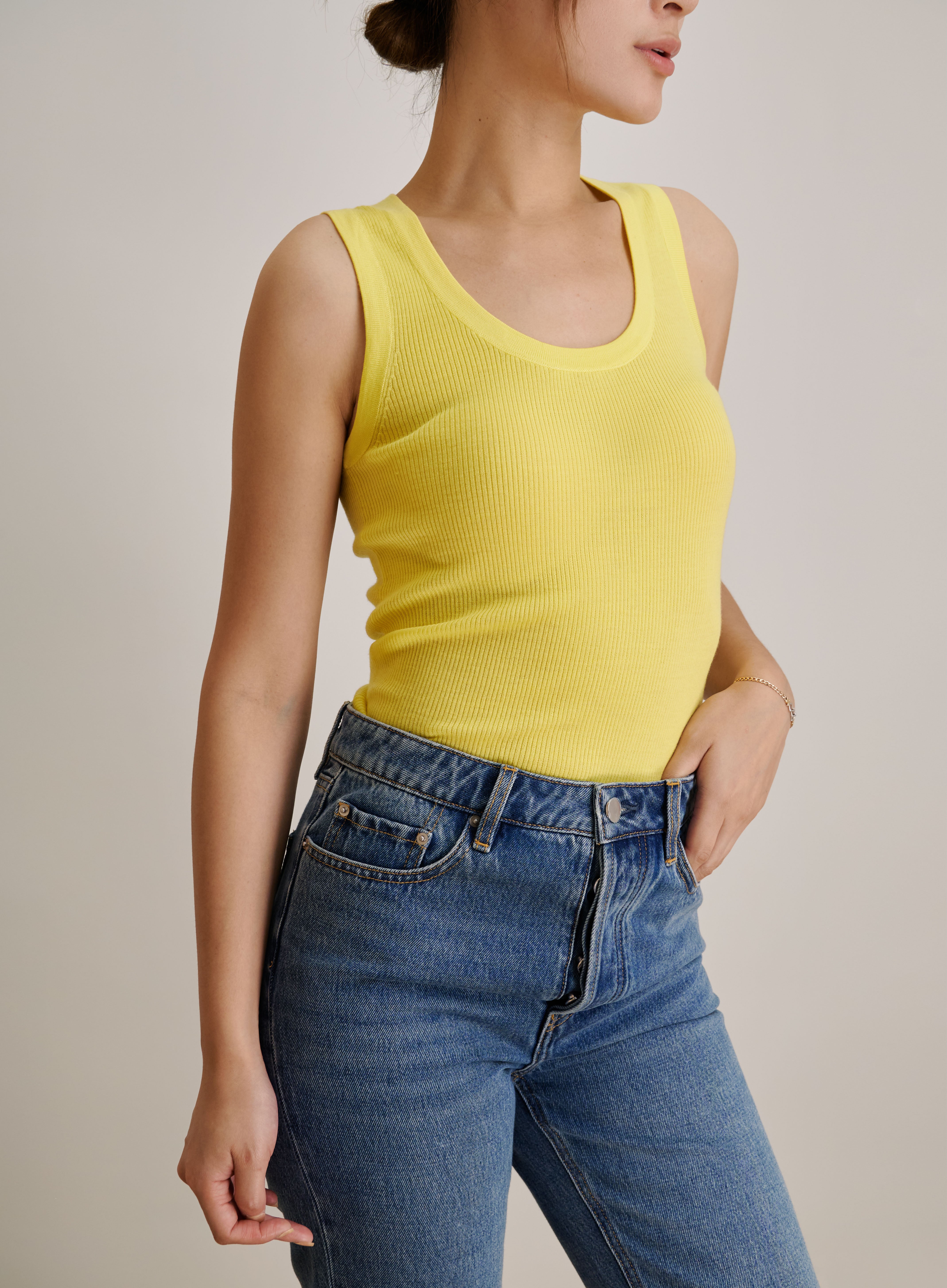 MARINA extrafine rib tank top (Yellow)