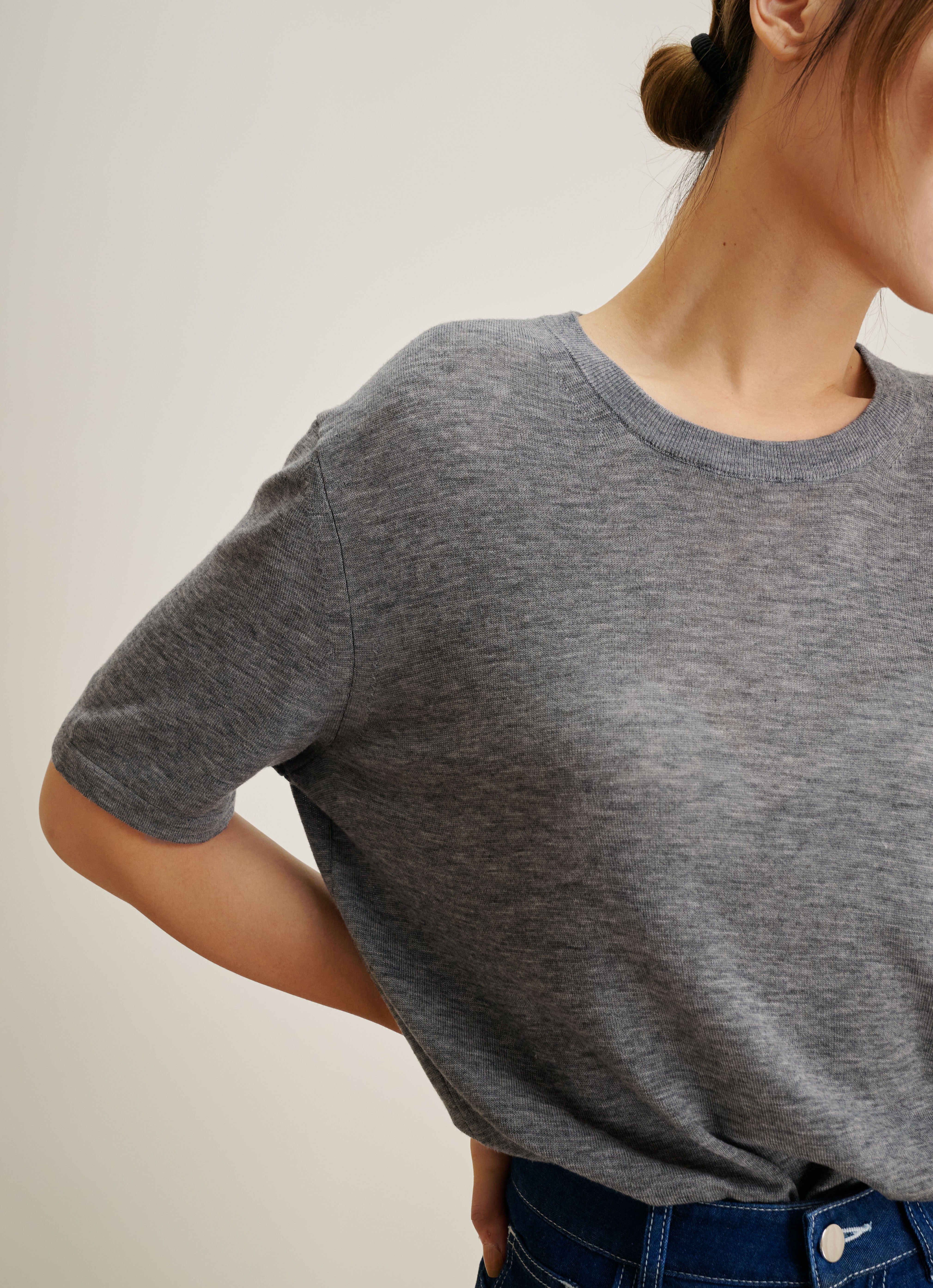 FLORENCE crew neck wool top (Grey)