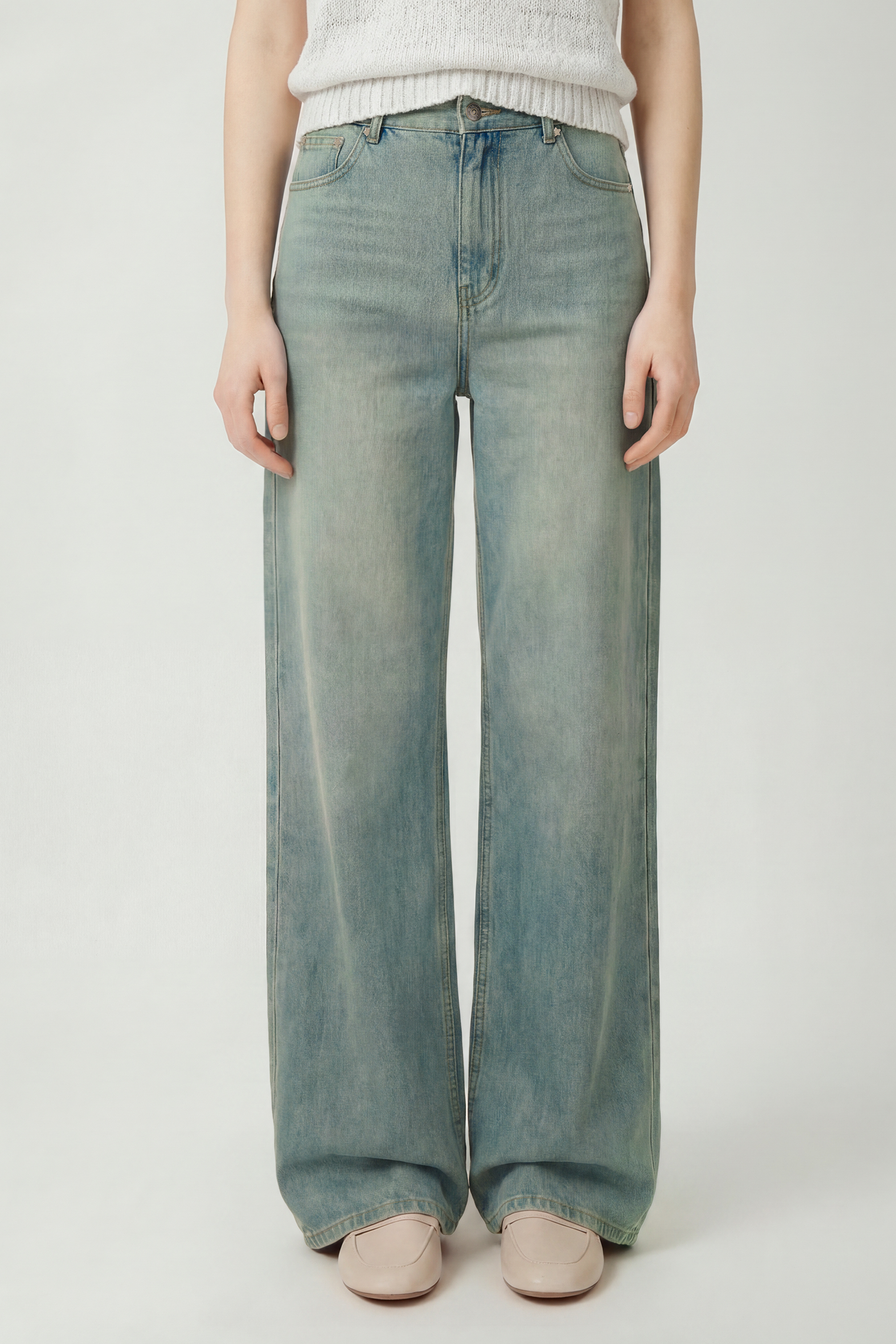 KENT washed wide-ler jeans (Light Blue)