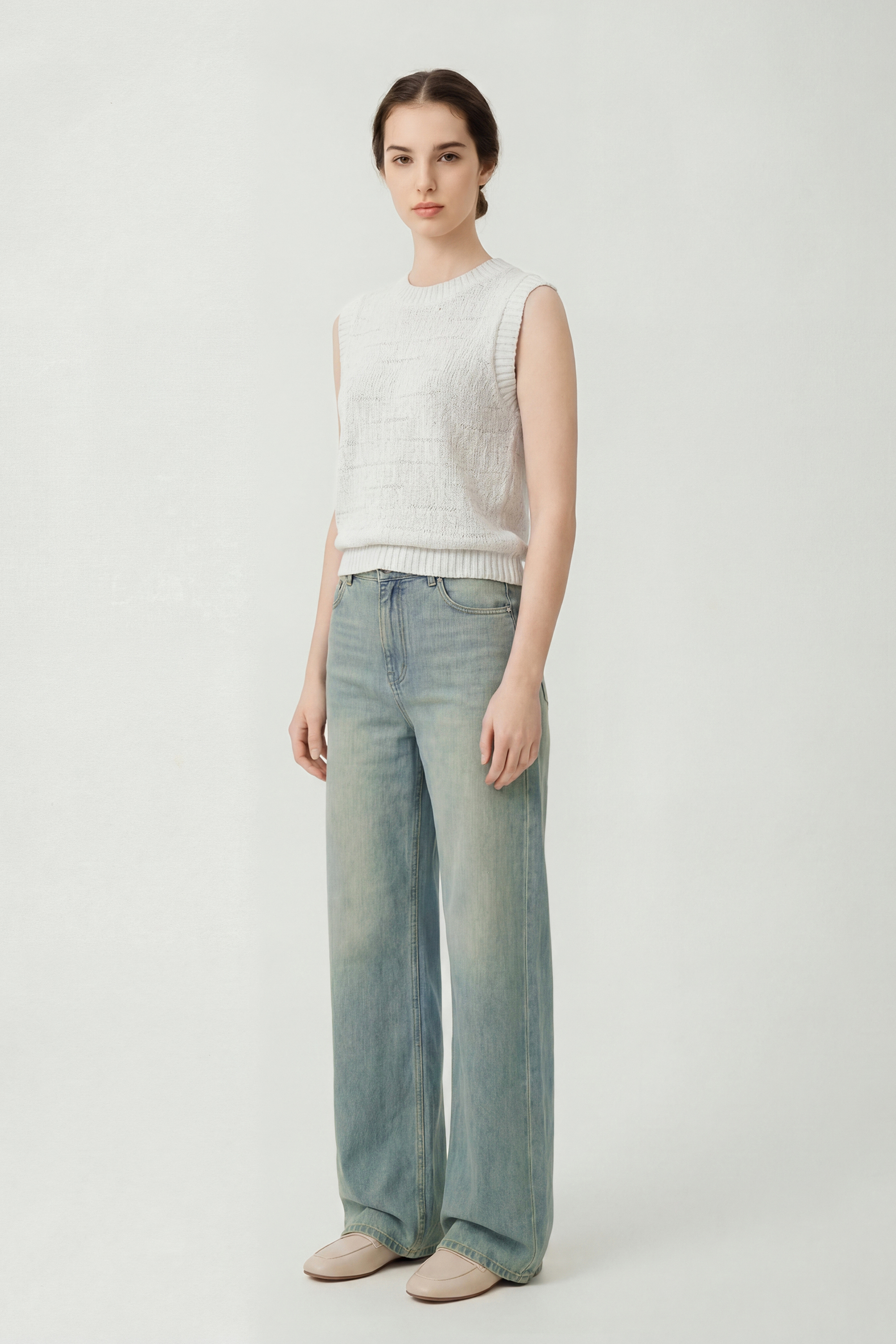 KENT washed wide-ler jeans (Light Blue)