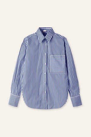 LARA cotton striped shirt (Blue stripe)