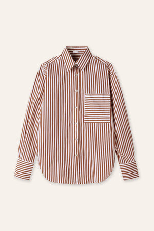 LARA cotton striped shirt (Coffee stripe)