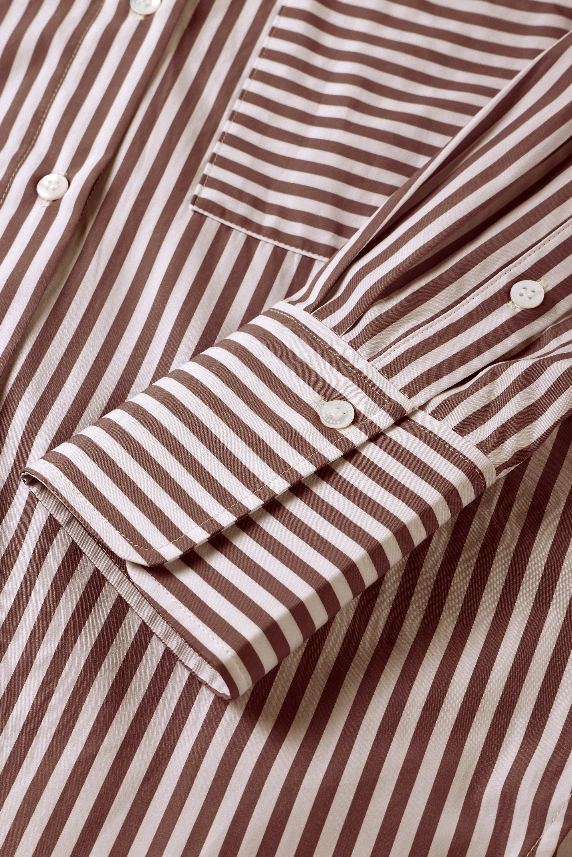 LARA cotton striped shirt (Coffee stripe)