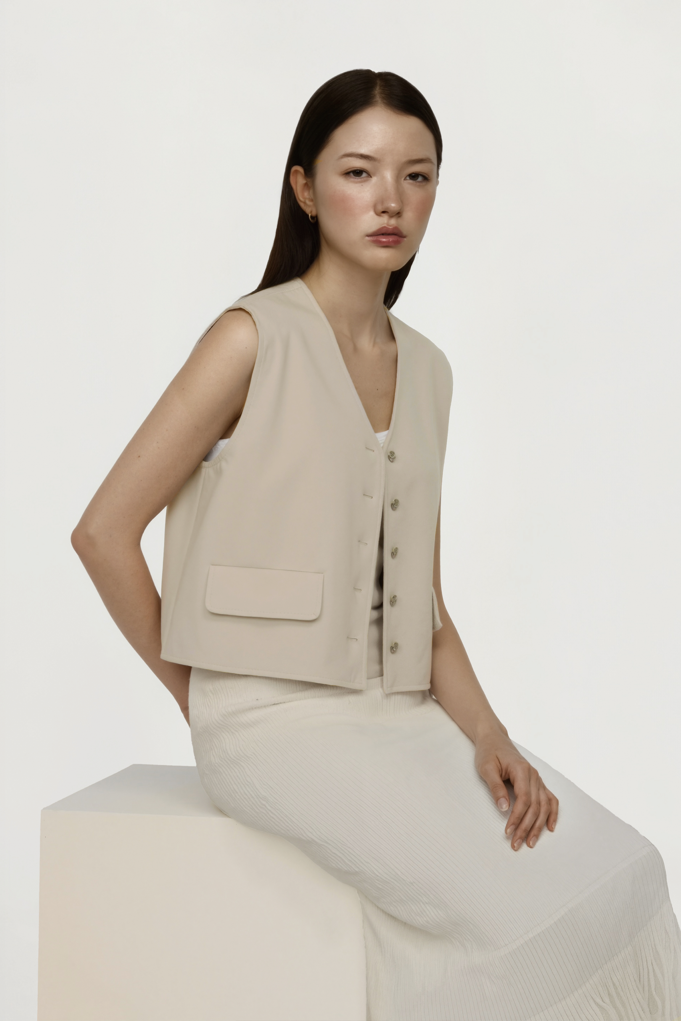 LULU 2.0 King's superfine wool gilet (Beige)