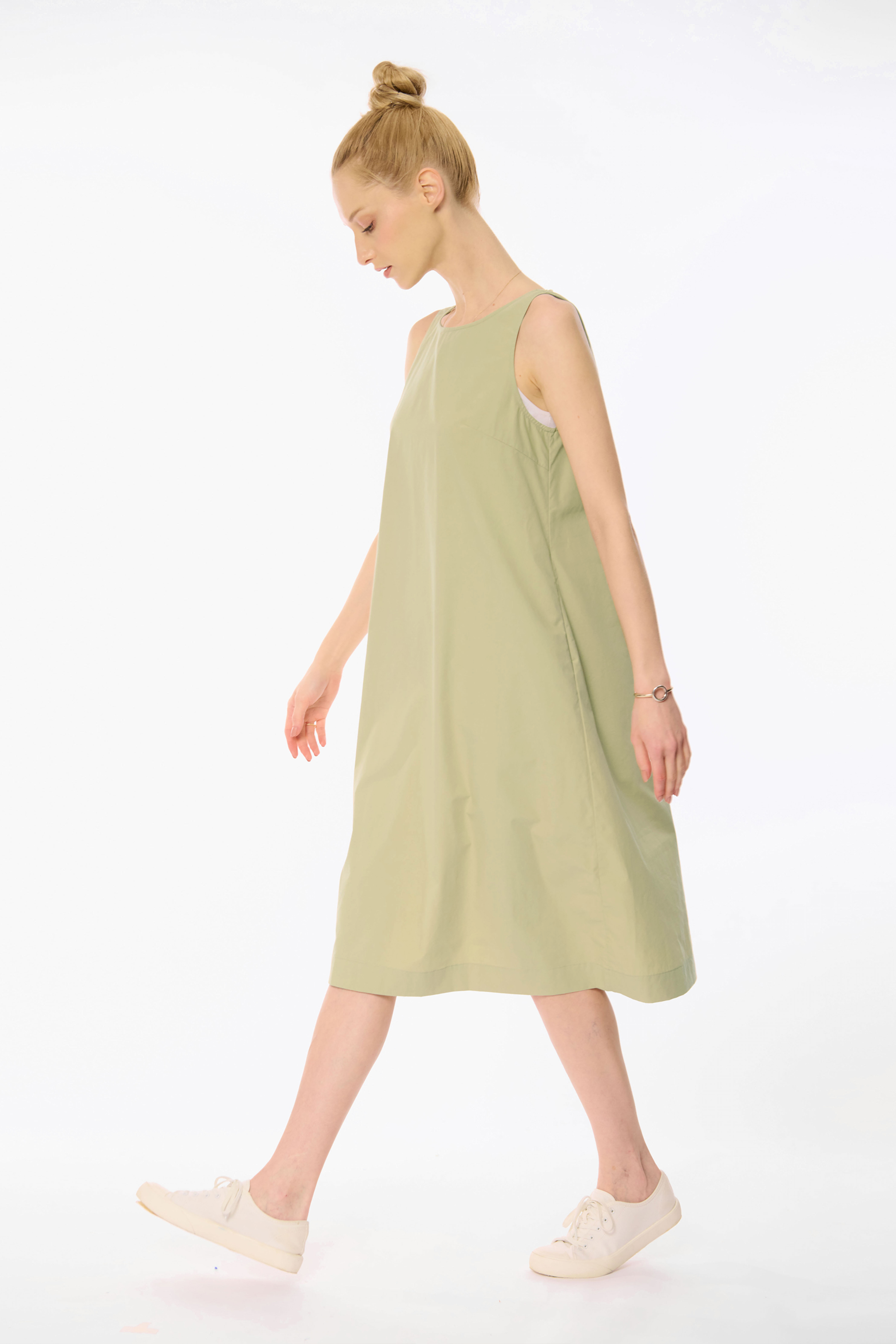 MIU cotton-poplin dress (Sage)