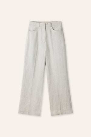 MAREK wide-leg linen pants (Beige)