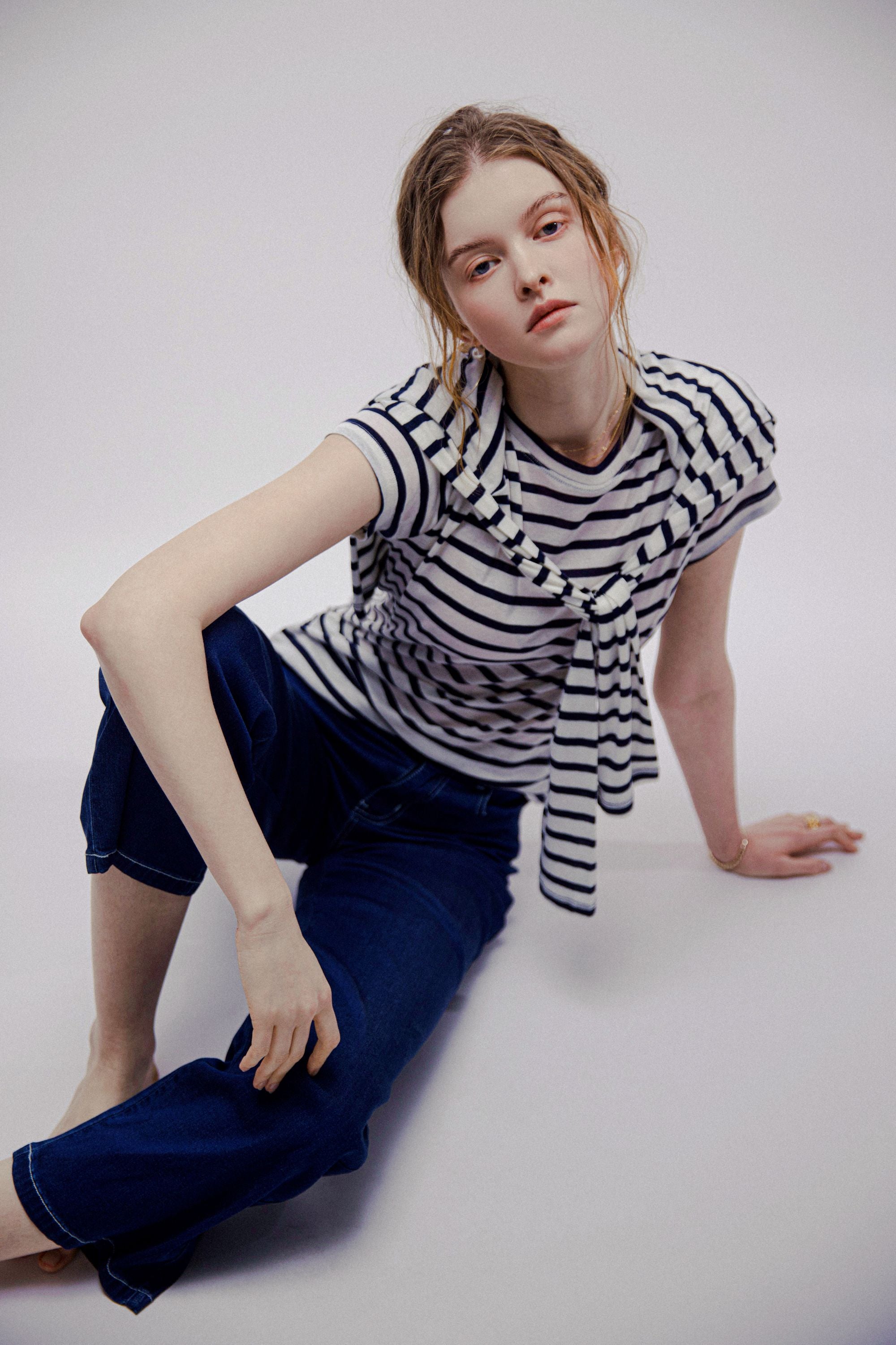 PIMA cotton tee (Navy stripe)