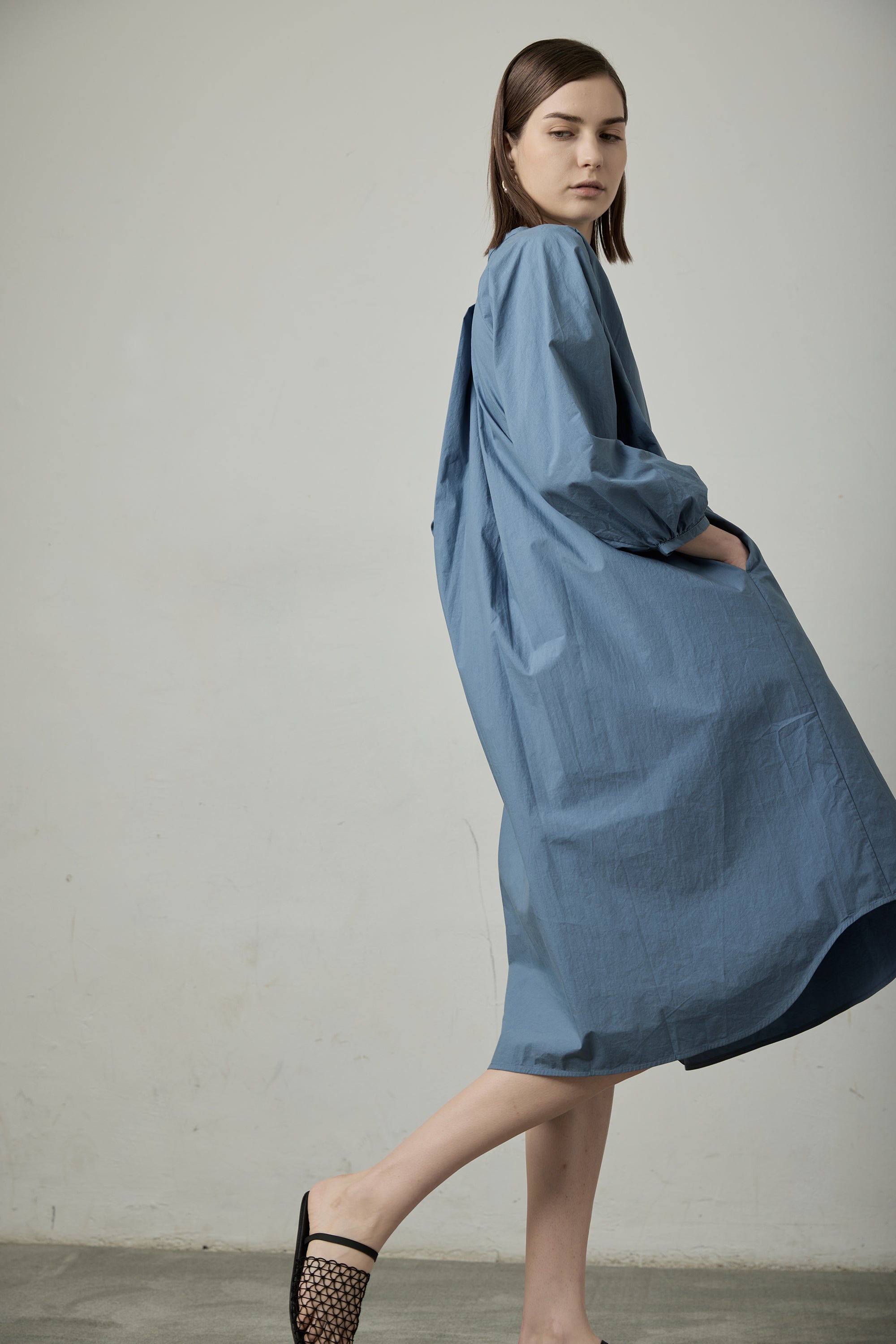 DODO supima cotton shirt dress (Denim blue)