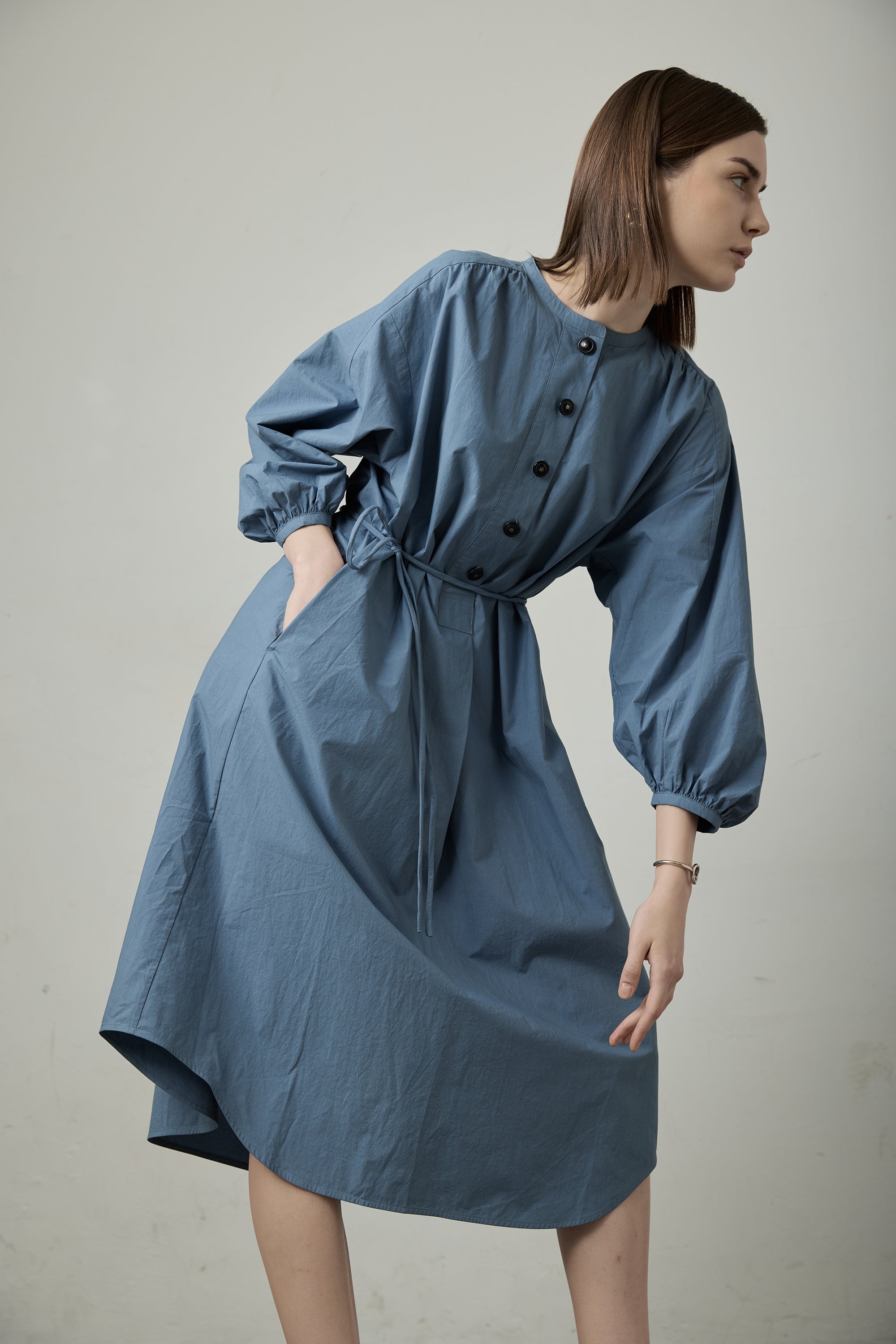 DODO supima cotton shirt dress (Denim blue)