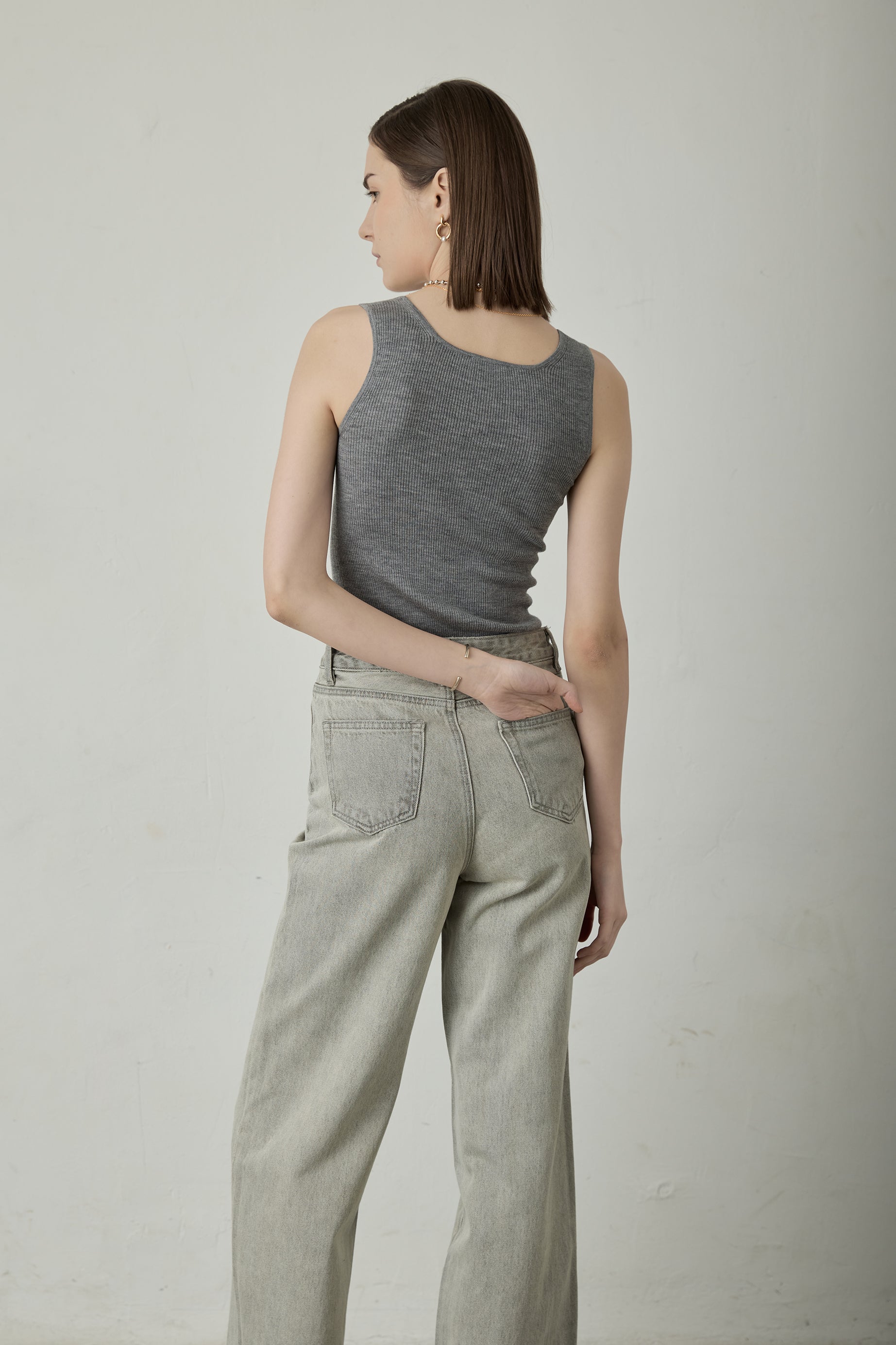 LENYA silk tank top (Grey)