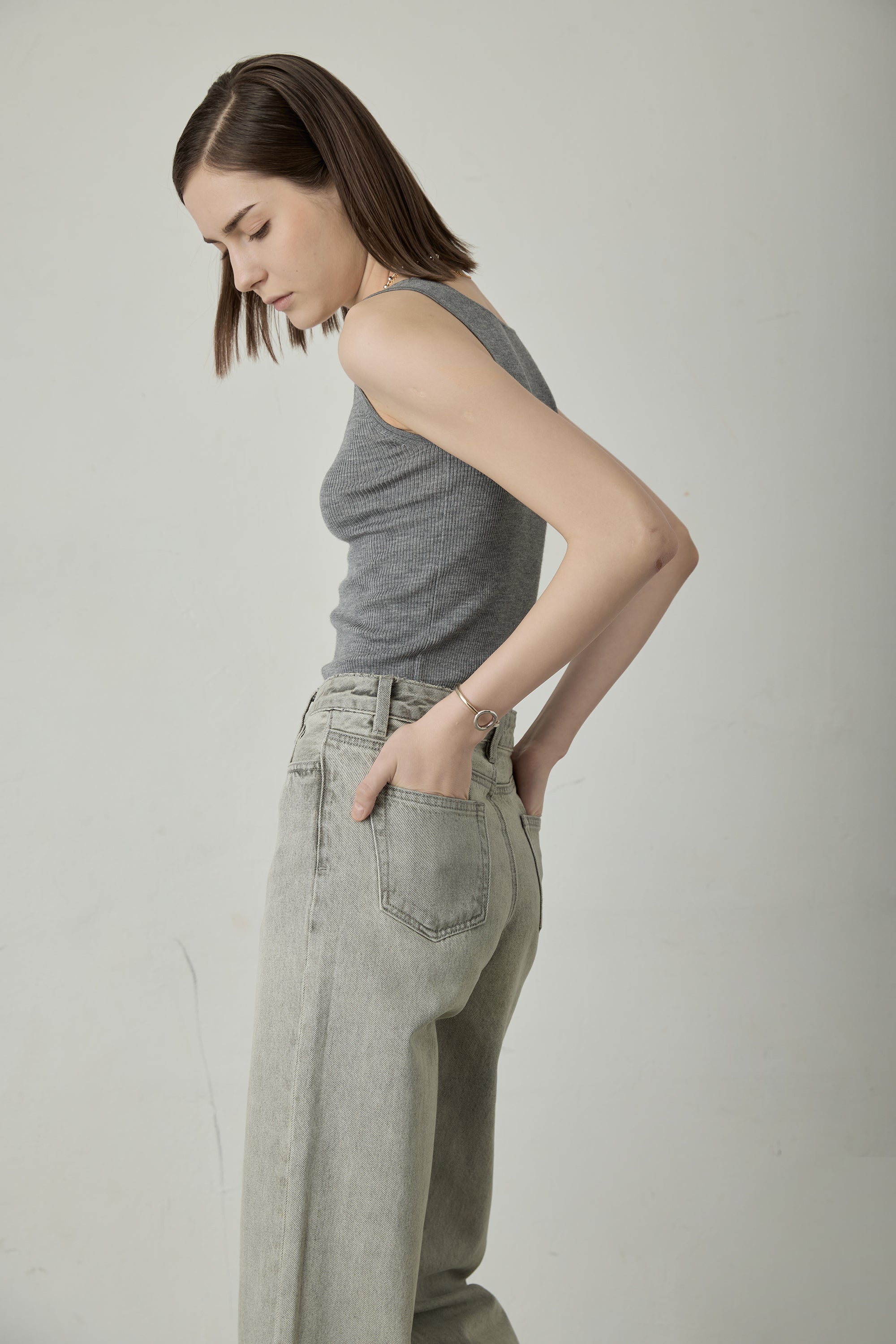 LENYA silk tank top (Grey)