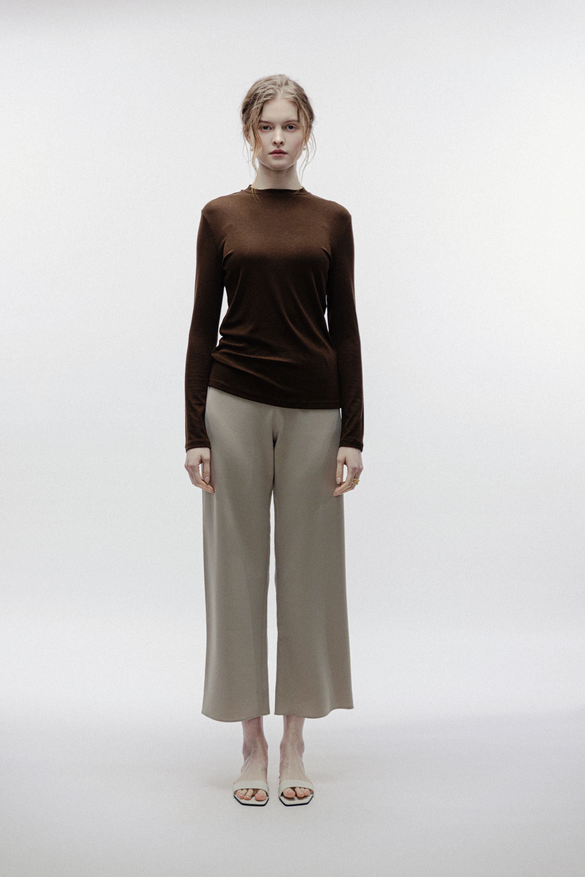 CADY-CROPPED pants (Khaki)
