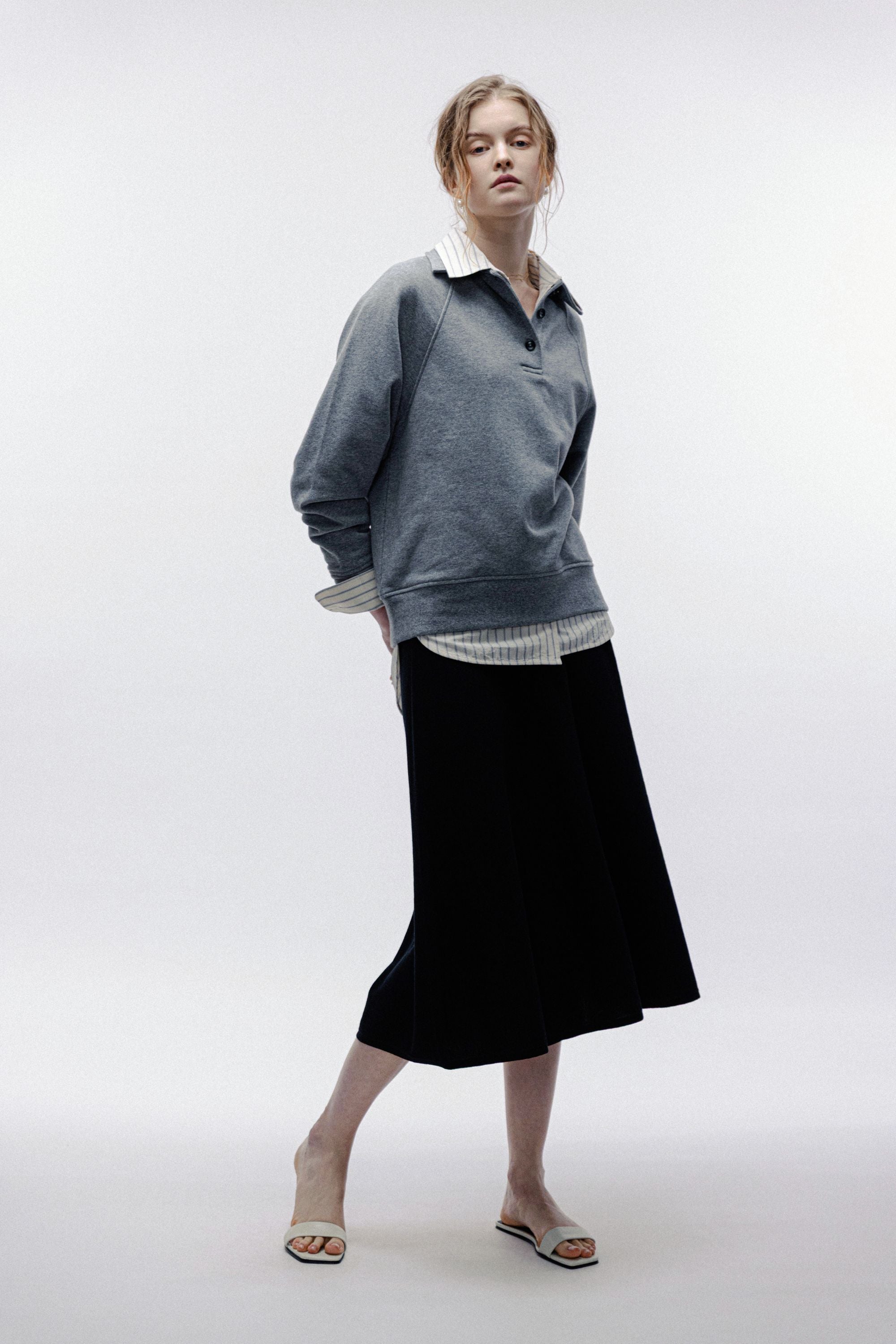 LAMA silk-blended midi skirt (Black)
