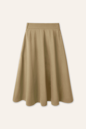 RORA cotton midi skirt (Khaki)