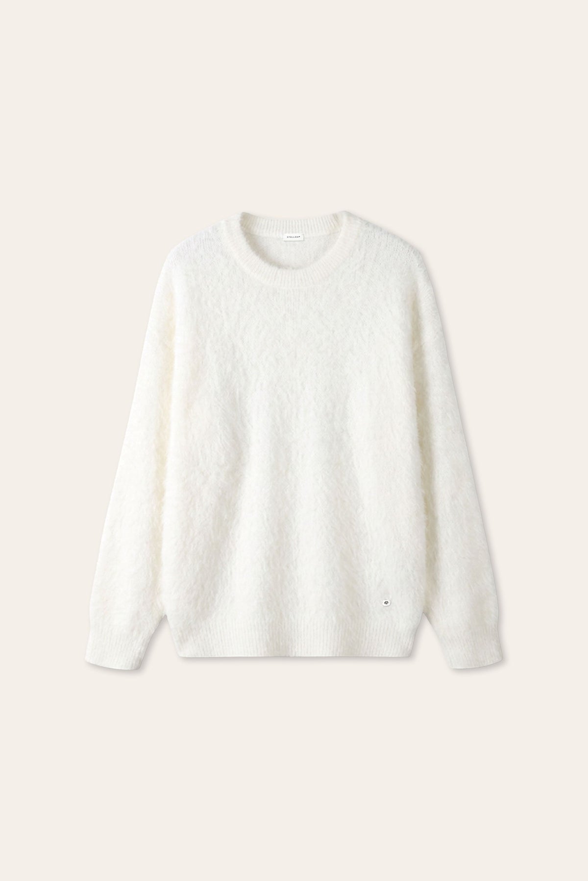 WISDOM double-wool furry pullover (White)