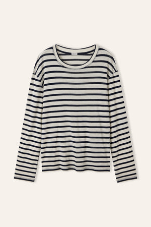 PIMA cotton long-sleeves (Navy stripe)