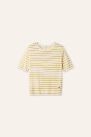 SILK-LILY shortsleeves top (Yellow stripe)