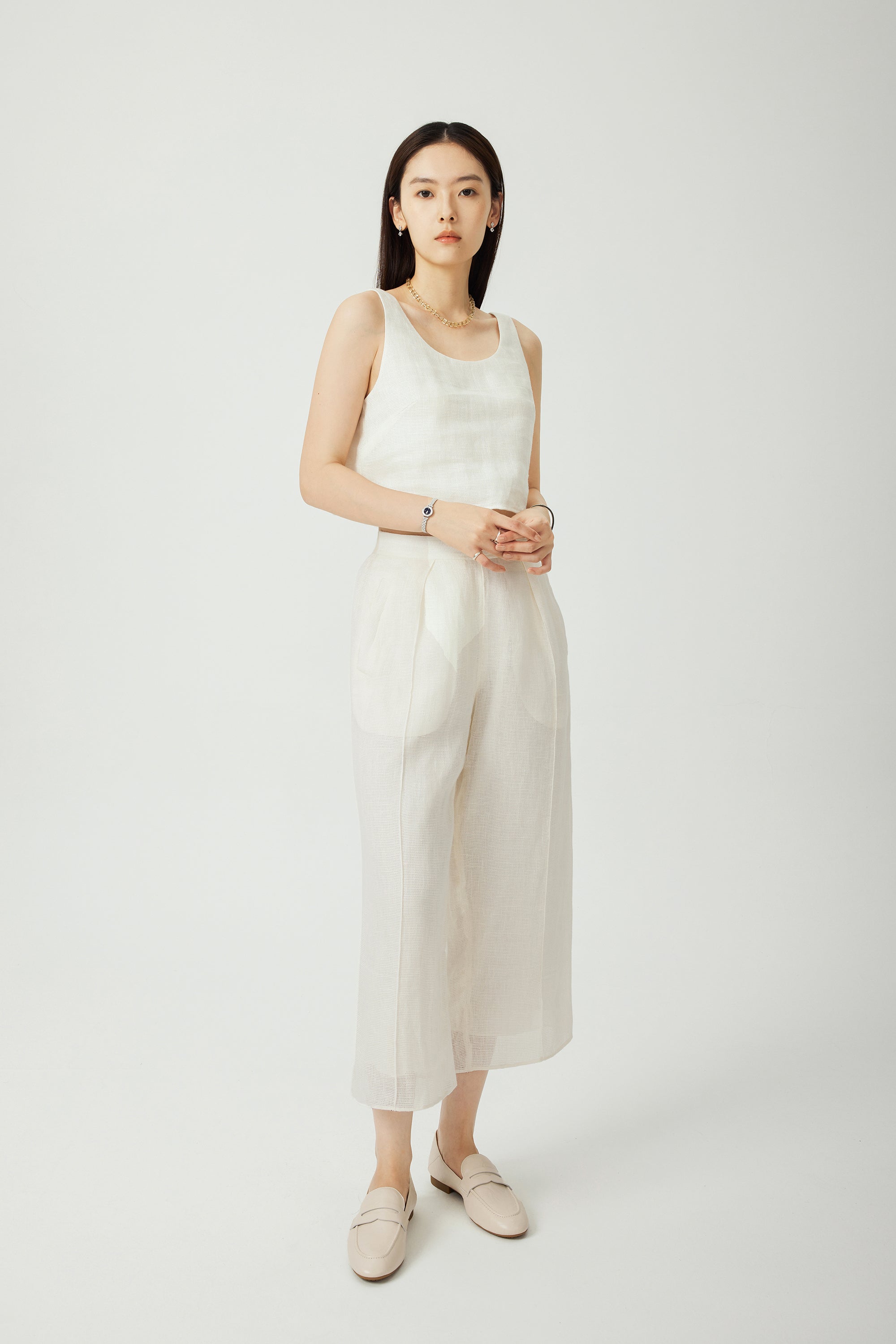 ROSALIE linen sleeveless top (White)