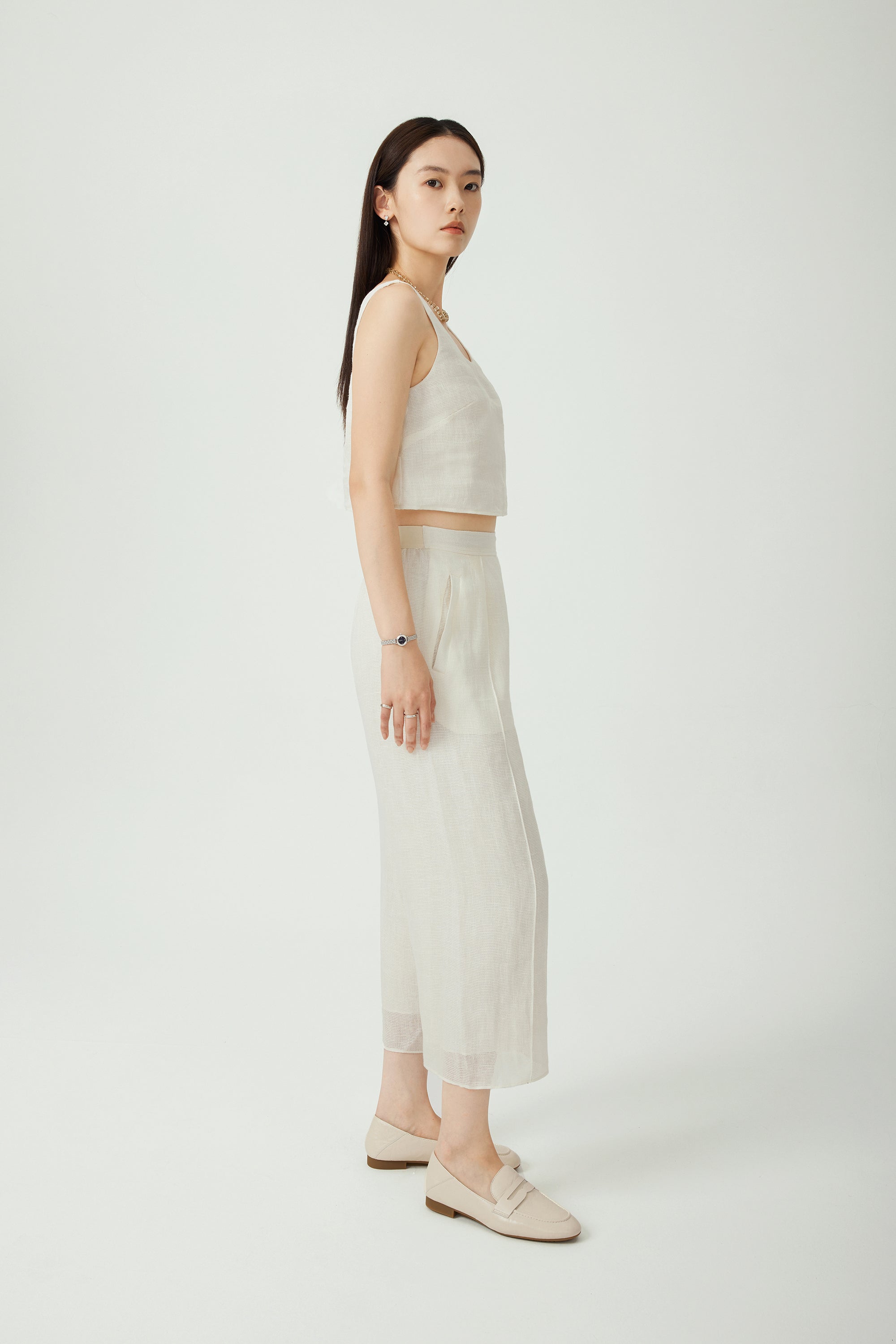 ROSALIE linen sleeveless top (White)