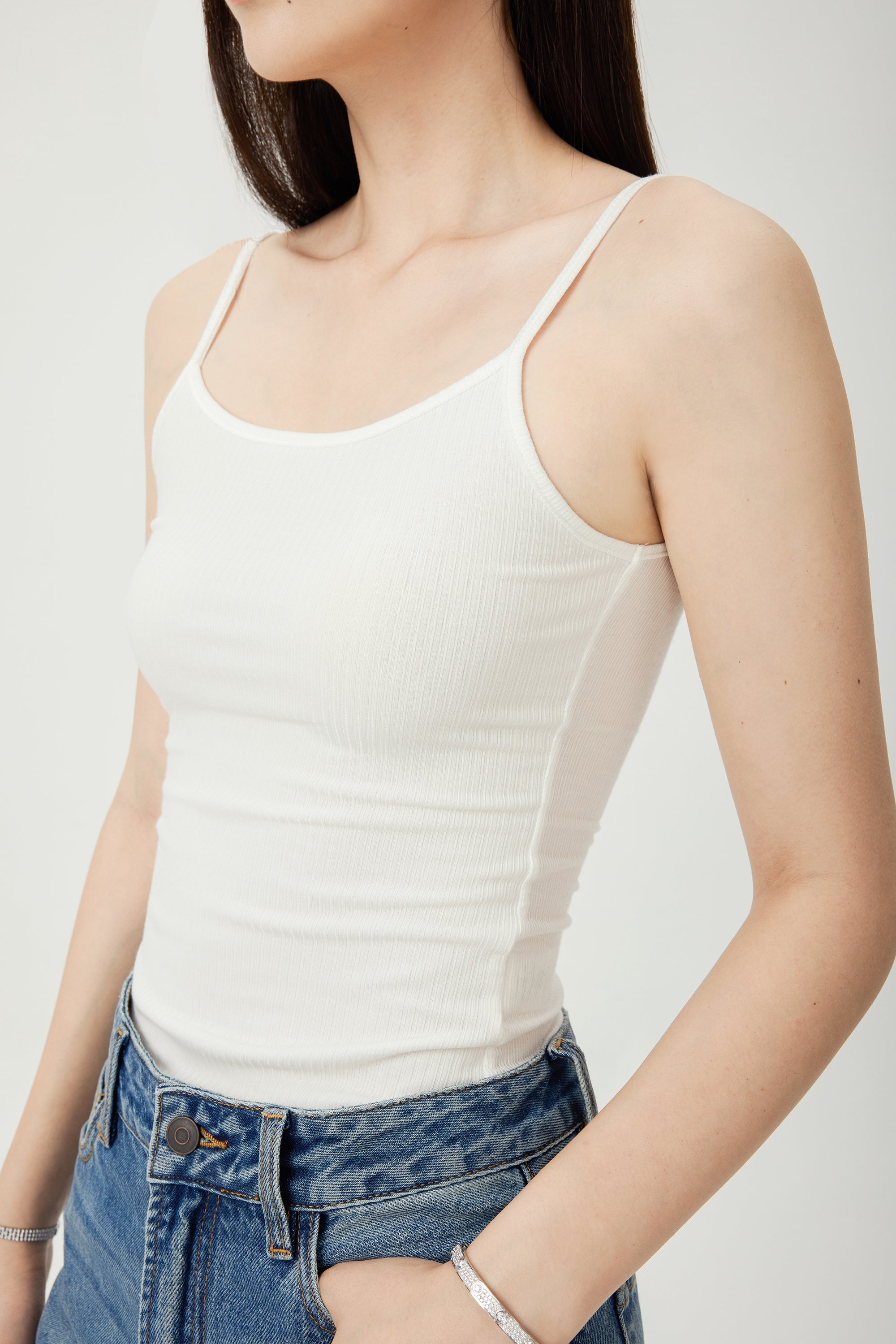 PEA tencel silk tank top (White)