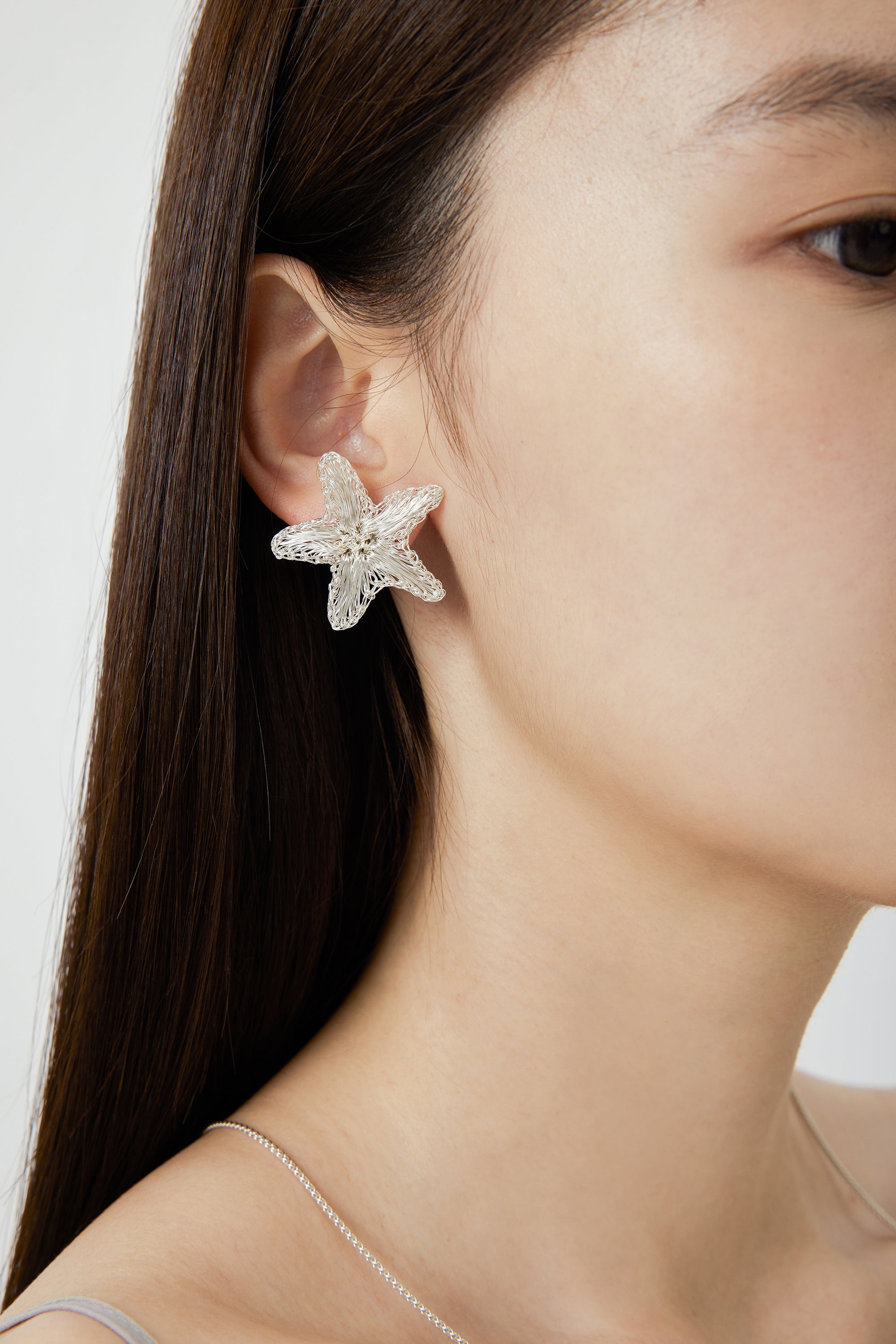 STARFISH 銅絲手工耳環（銀色）