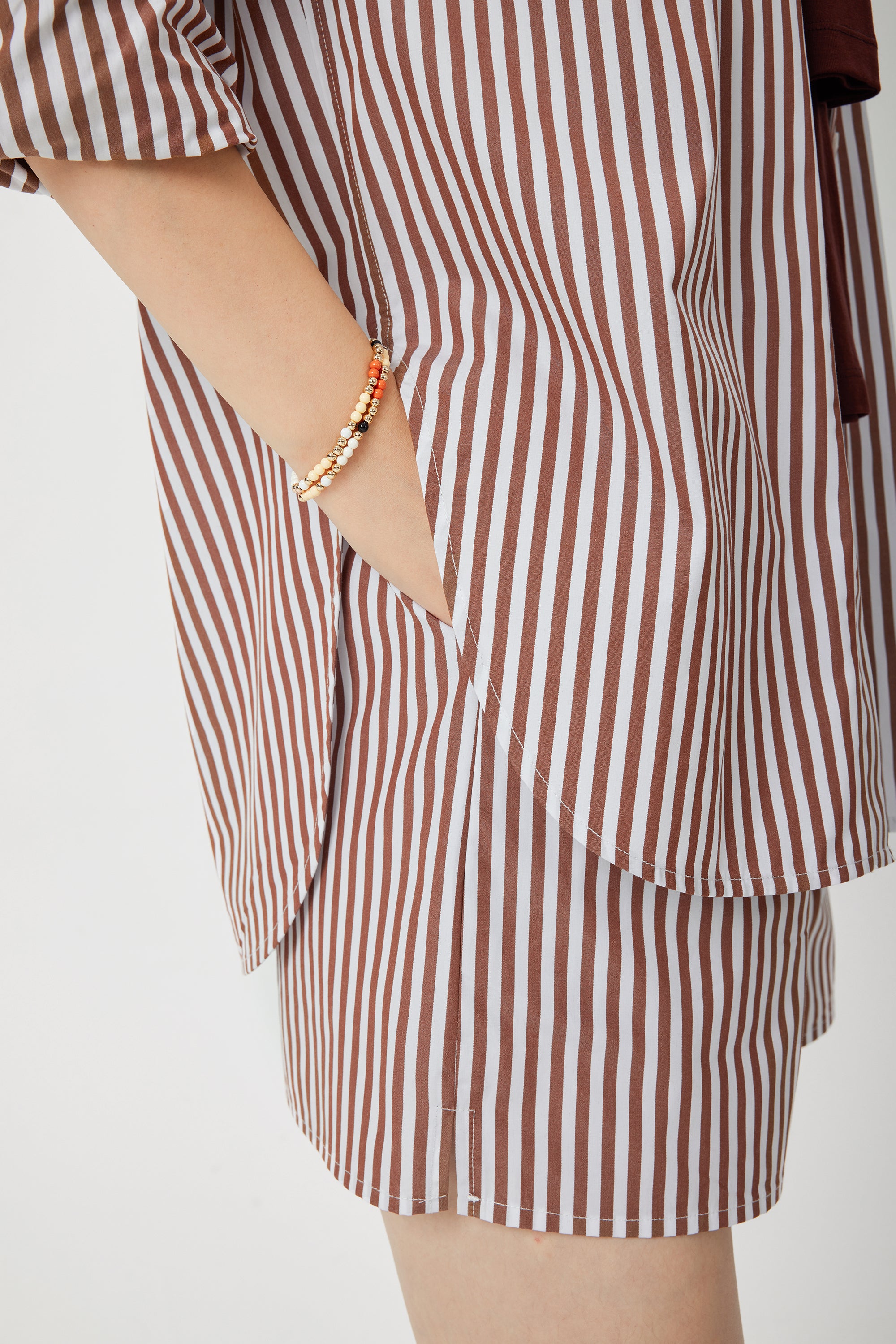 LARE cotton striped shorts (Coffee stripe)