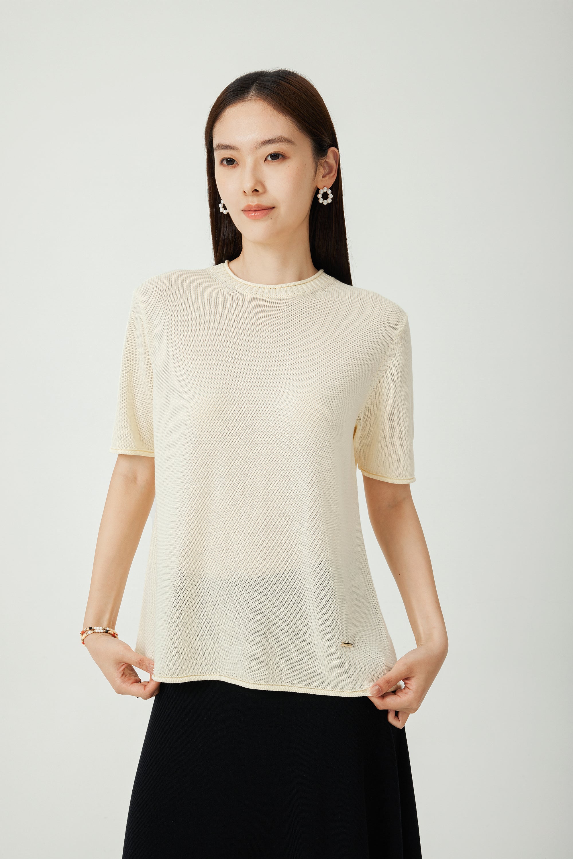 WIGGLE acetate cotton oversize top (Light yellow)