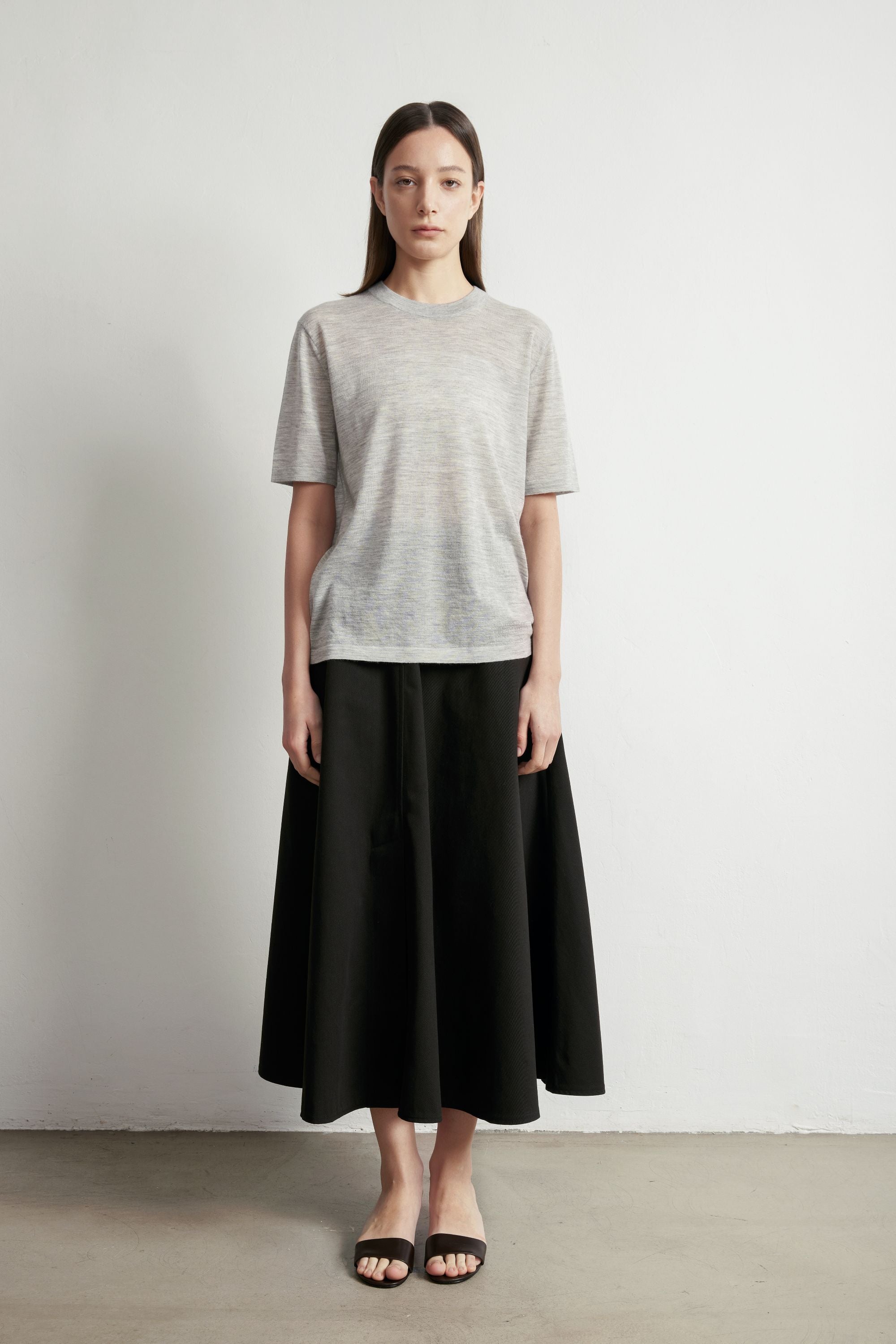 RORA cotton midi skirt (Black)