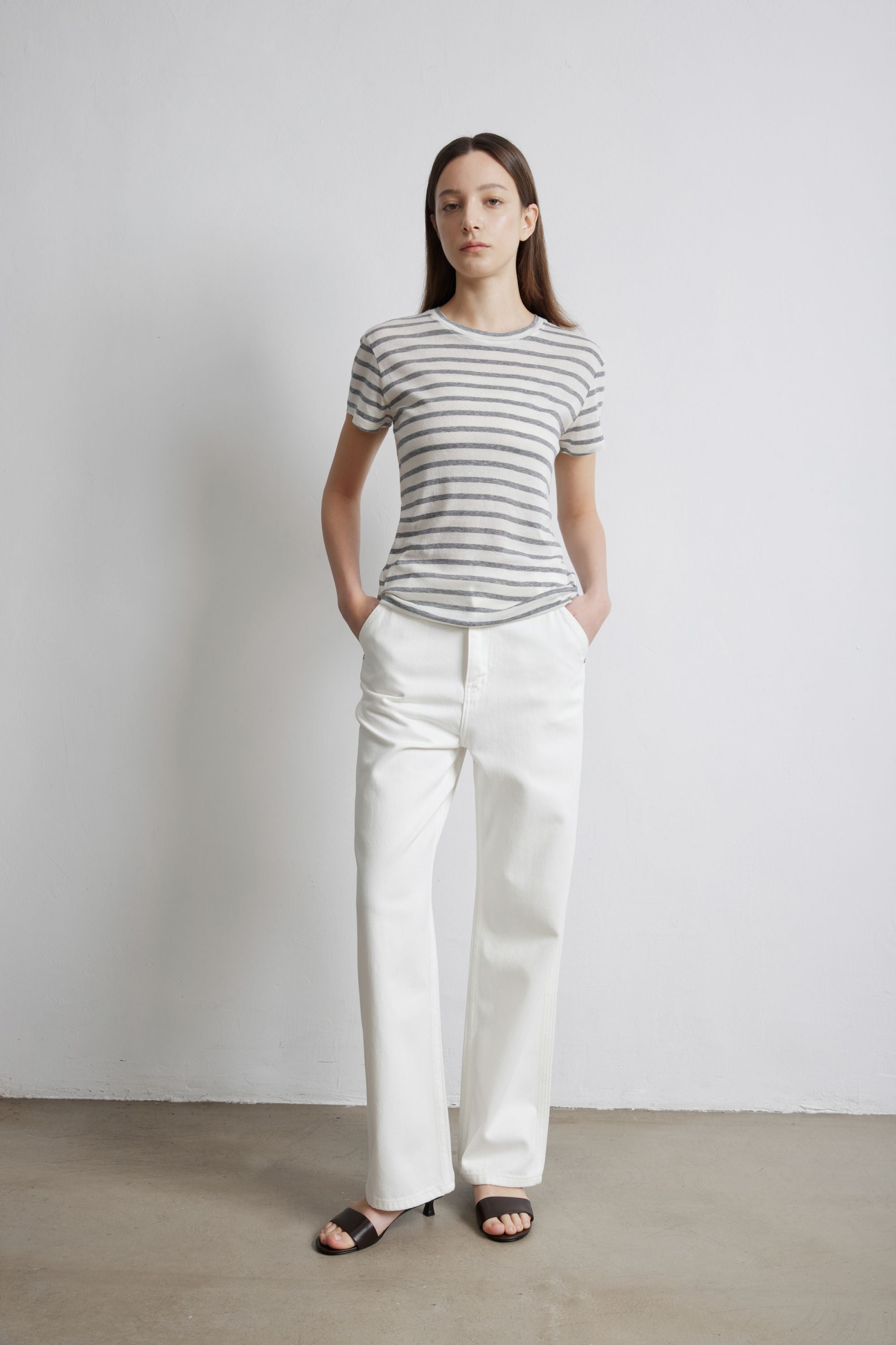 PERFECT 高腰寬腿牛仔褲（白色）